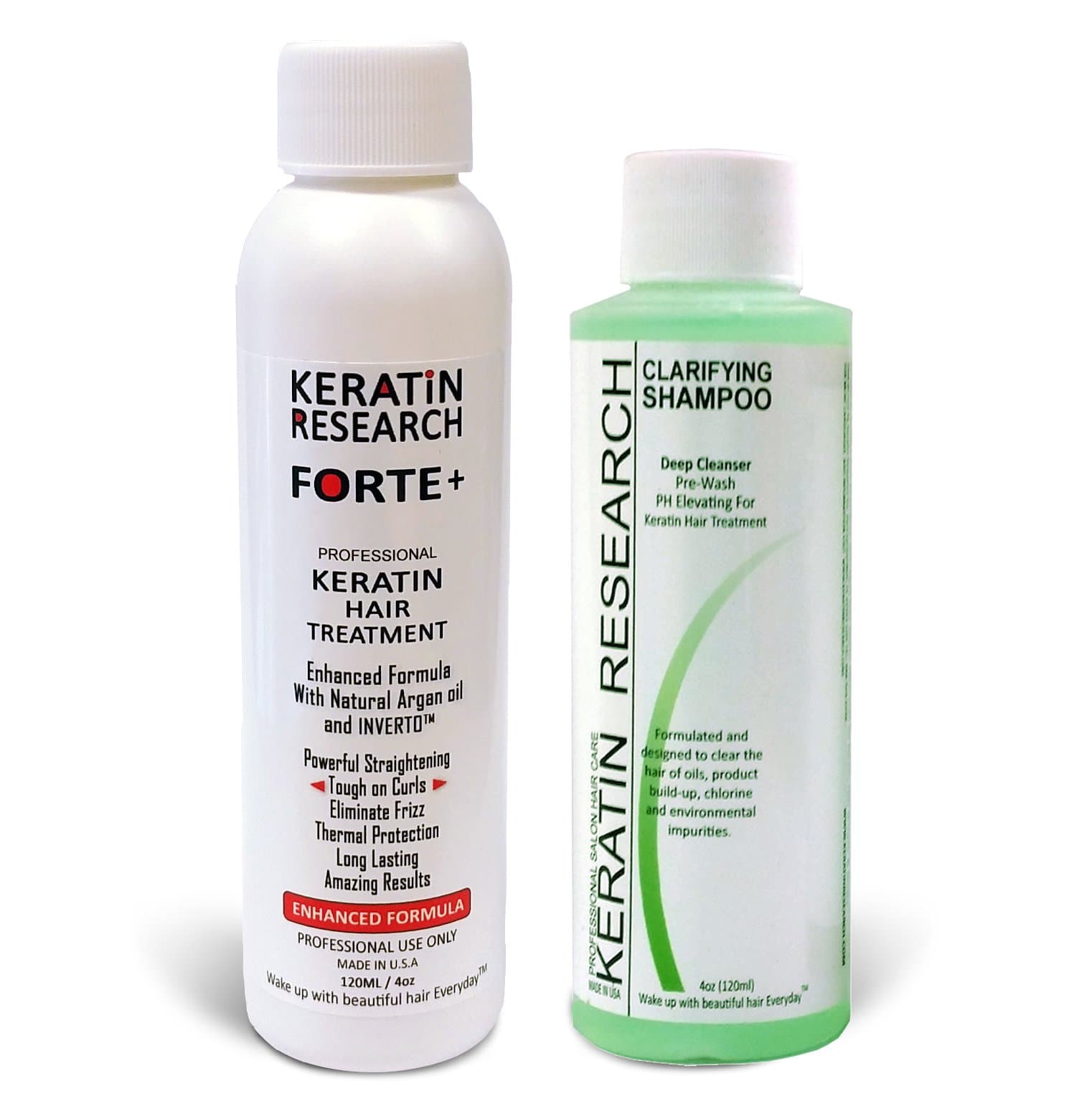 Keratina Forte Brasilera por 120ml Con Champú Clarificante, Moroccan Argan oil Tratamiento Que Alisa El Cabello Ahora Con Una Fuerza Extra, Fórmula Mejorada Que Repara El Cabello, por Keratin Research
