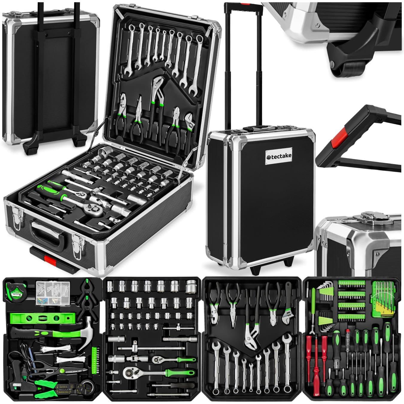 – Portable Tool Box Trolley, 1,200-Piece Kit with 4 Drawers & Wheels, Essential DIY Tools Set, Home & Office Hand Tools, Mechanic Spanner Organiser, Home Improvement Starter Kit