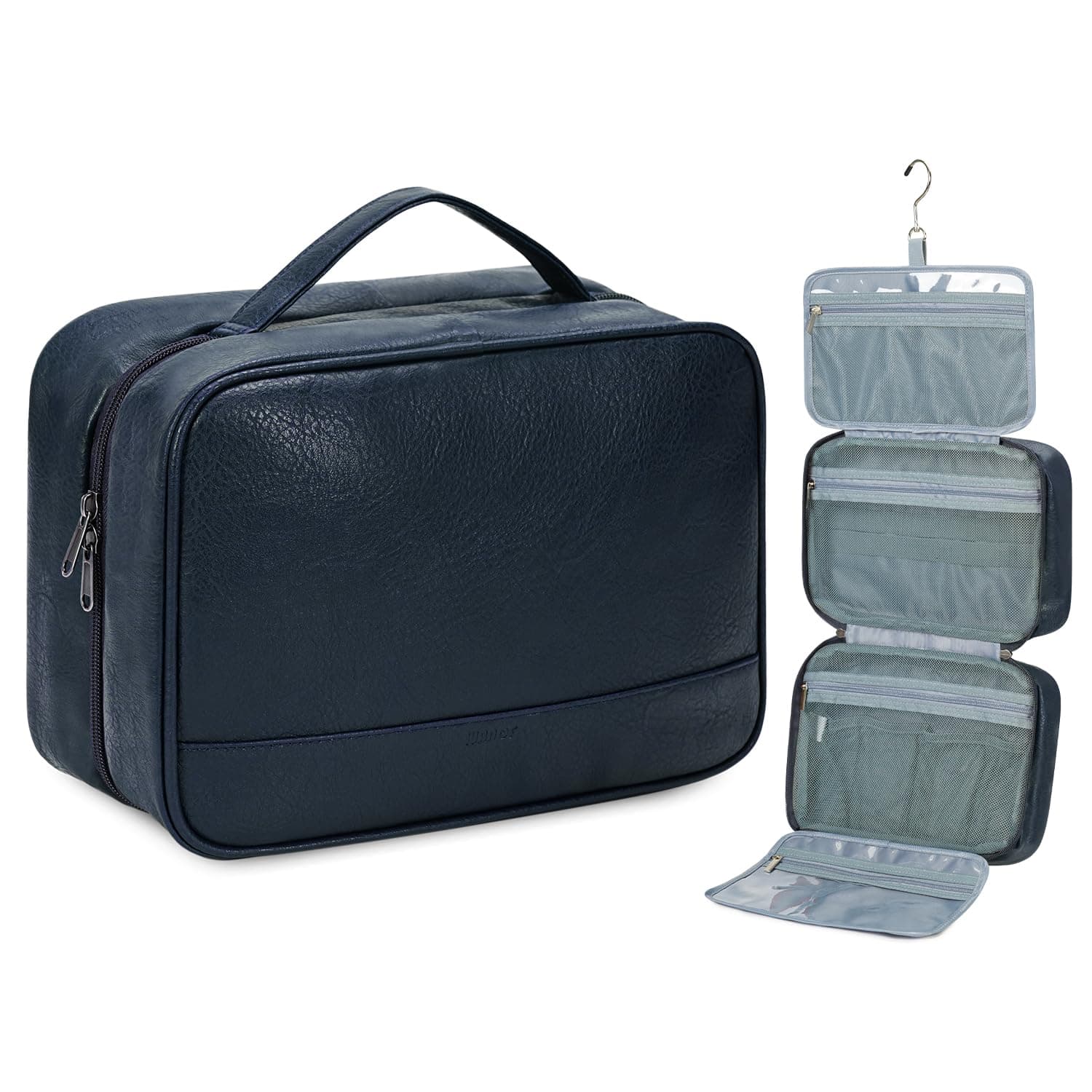 WANDFTravel Toiletry Bag for Men & Women, Dopp Kit Shaving Bag with 4 Compartments Travel Organizer Bathroom Bag(Navy Blue)