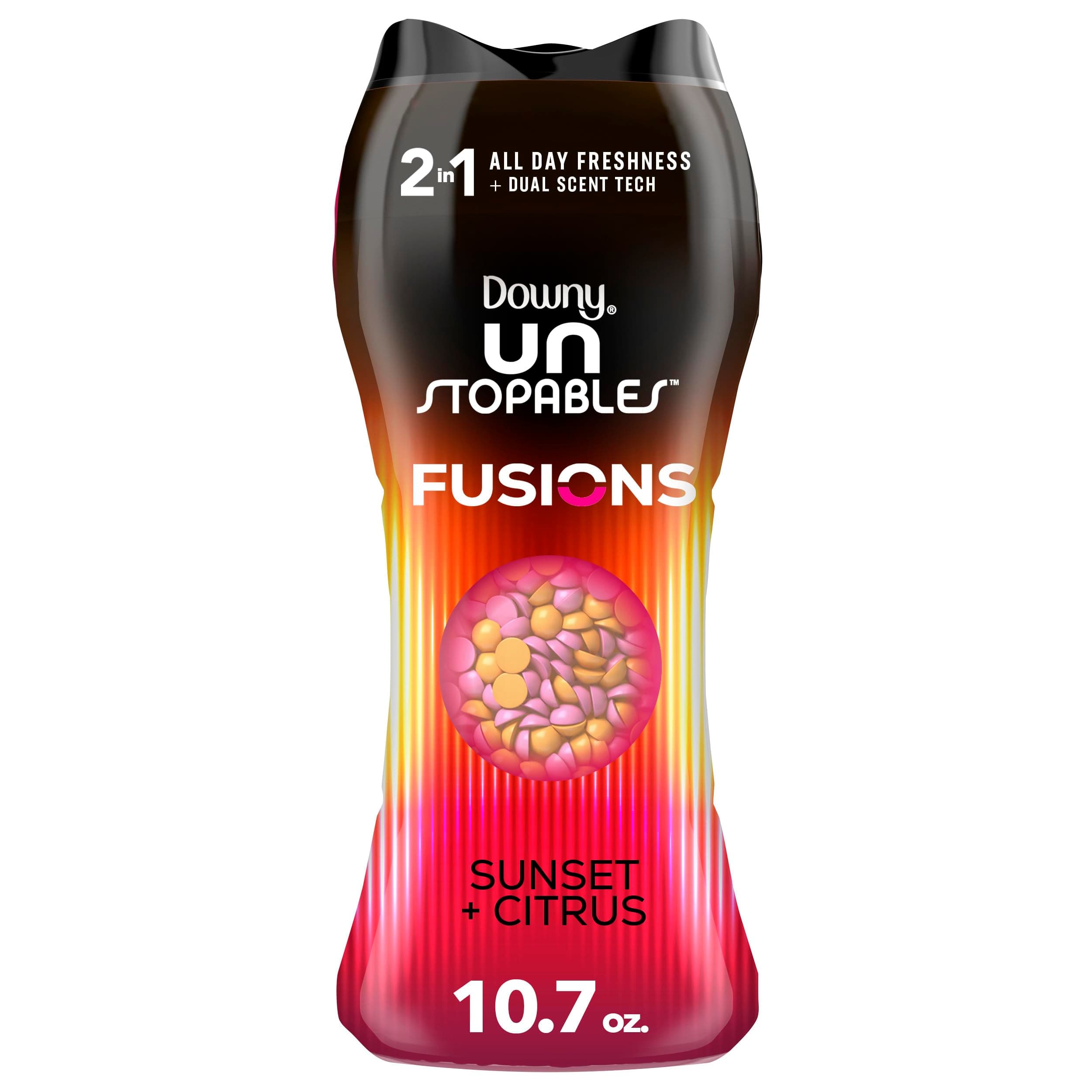 Unstopables Fusions In-Wash Laundry Scent Booster Beads, Sunset and Citrus Scent, 10.7 oz, 2-in-1 All Day Freshness