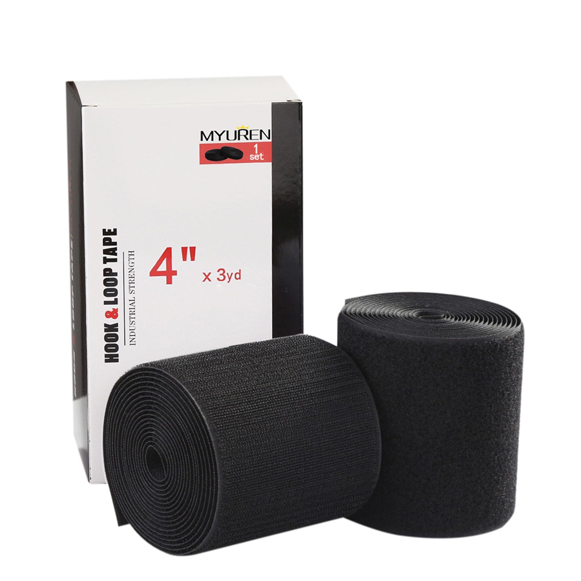 Sew on Hook and Loop Style 4 Inch Non-Adhesive Back Nylon Strips Fabric Fastener Non-Adhesive Interlocking Tape Black,3 Yard