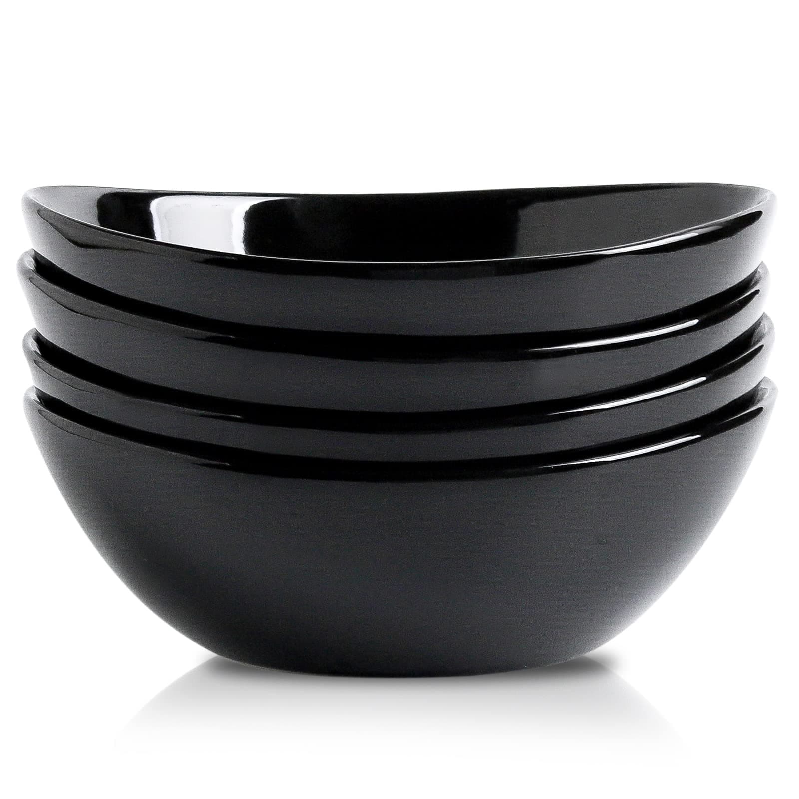 Hasense Serving Bowls,Large Salad Bowls,28 oz Porcelain Serving Dishes set of 4 for Salads,Cereal,Soup,Pasta, Microwave and Dishwasher Safe for Entertaining & Party,Black