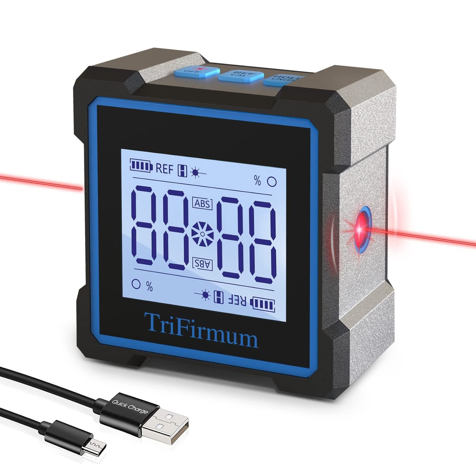Digital Angle Finder, Electronic Level&Laser Level,3-in-1 Level/Protractor/Inclinometer, Rechargable 4-side Magnetic Gauge, Level Box
