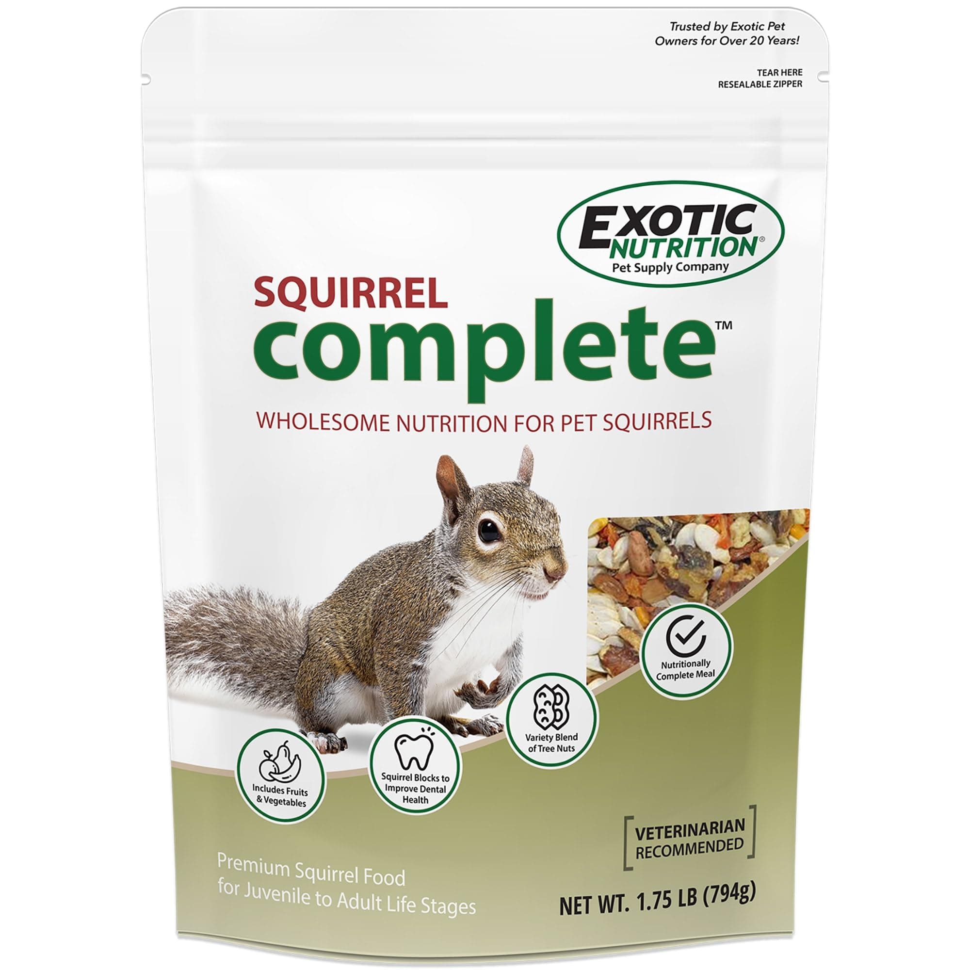 Squirrel Complete - Nutritionally Complete Diet for Pet & Captive Squirrels & Chipmunks (1.75 lb.)
