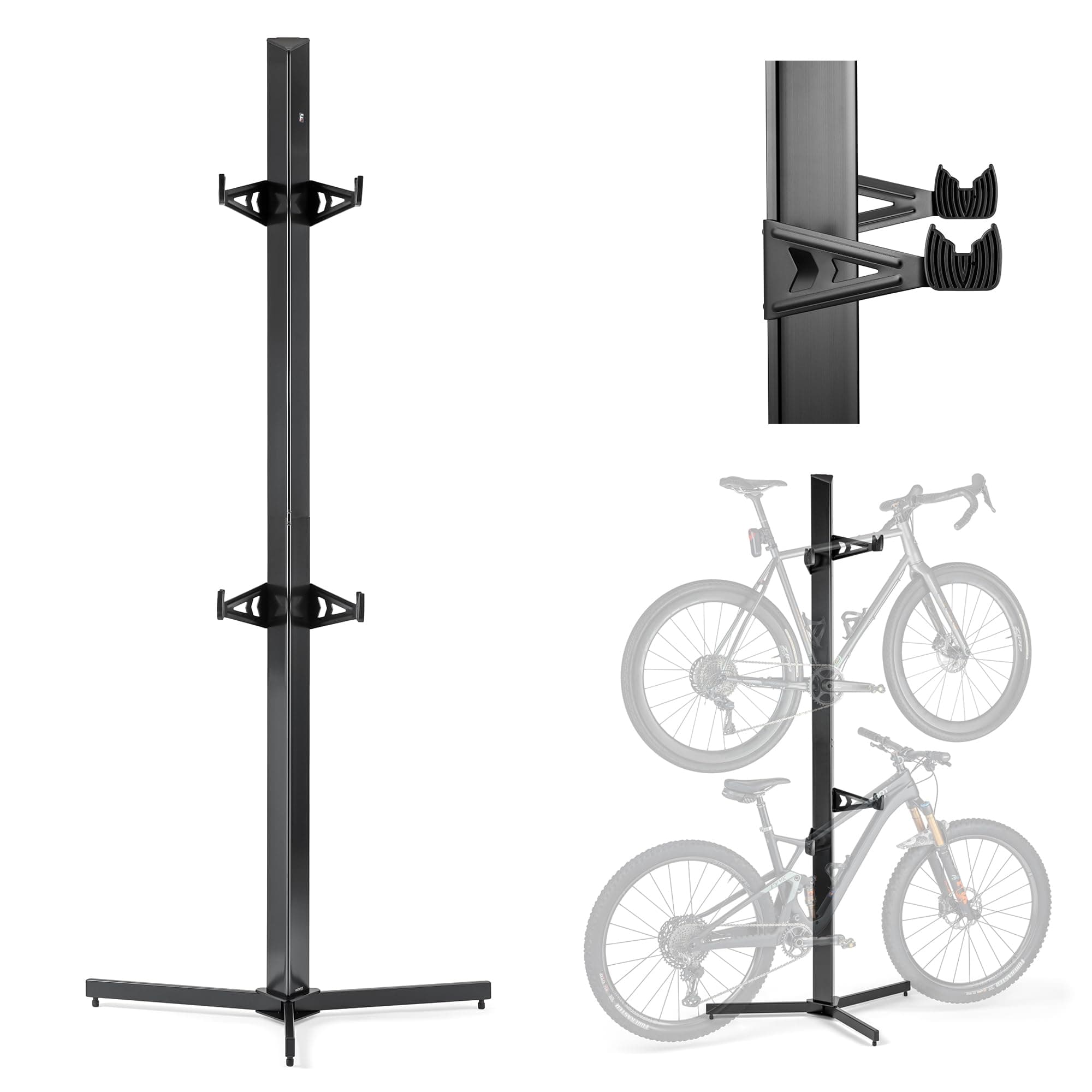 Velo Cache 2 Bike Free-Standing Storage Tower | Vertical Rack For Road, MTB, Cyclocross, E-Bike | For Home, Office, Garage | Black