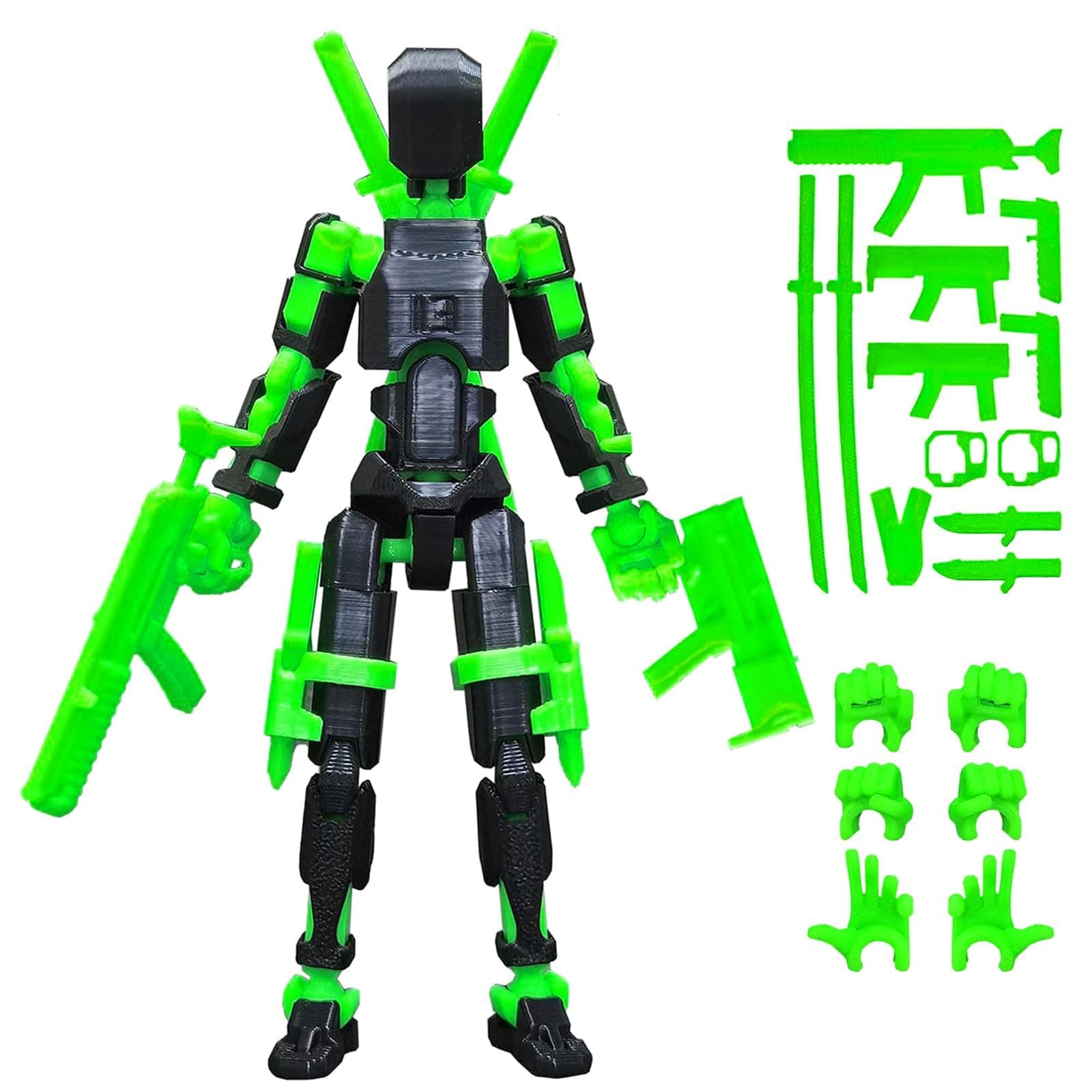 5.5" 3D Print T13 Action Figure with Numerous Weapons Multi-Joint Movable Black Dummy 13 Toys