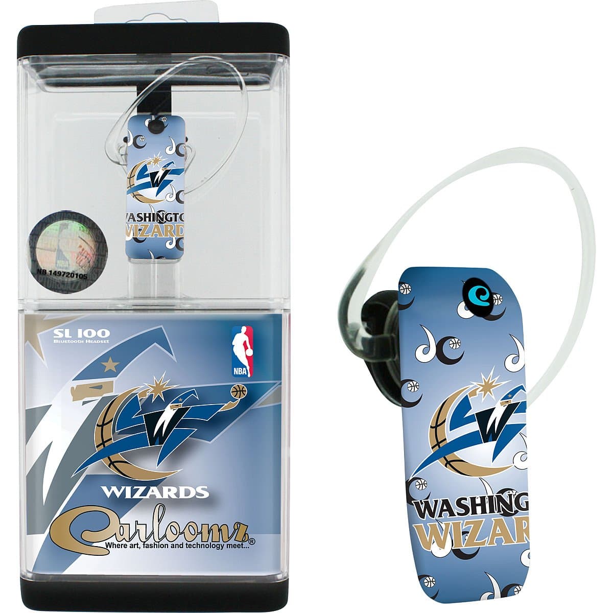 Earloomz SL-454 Detroit Pistons - Bluetooth Headset - Retail Packaging - Blue/Silver