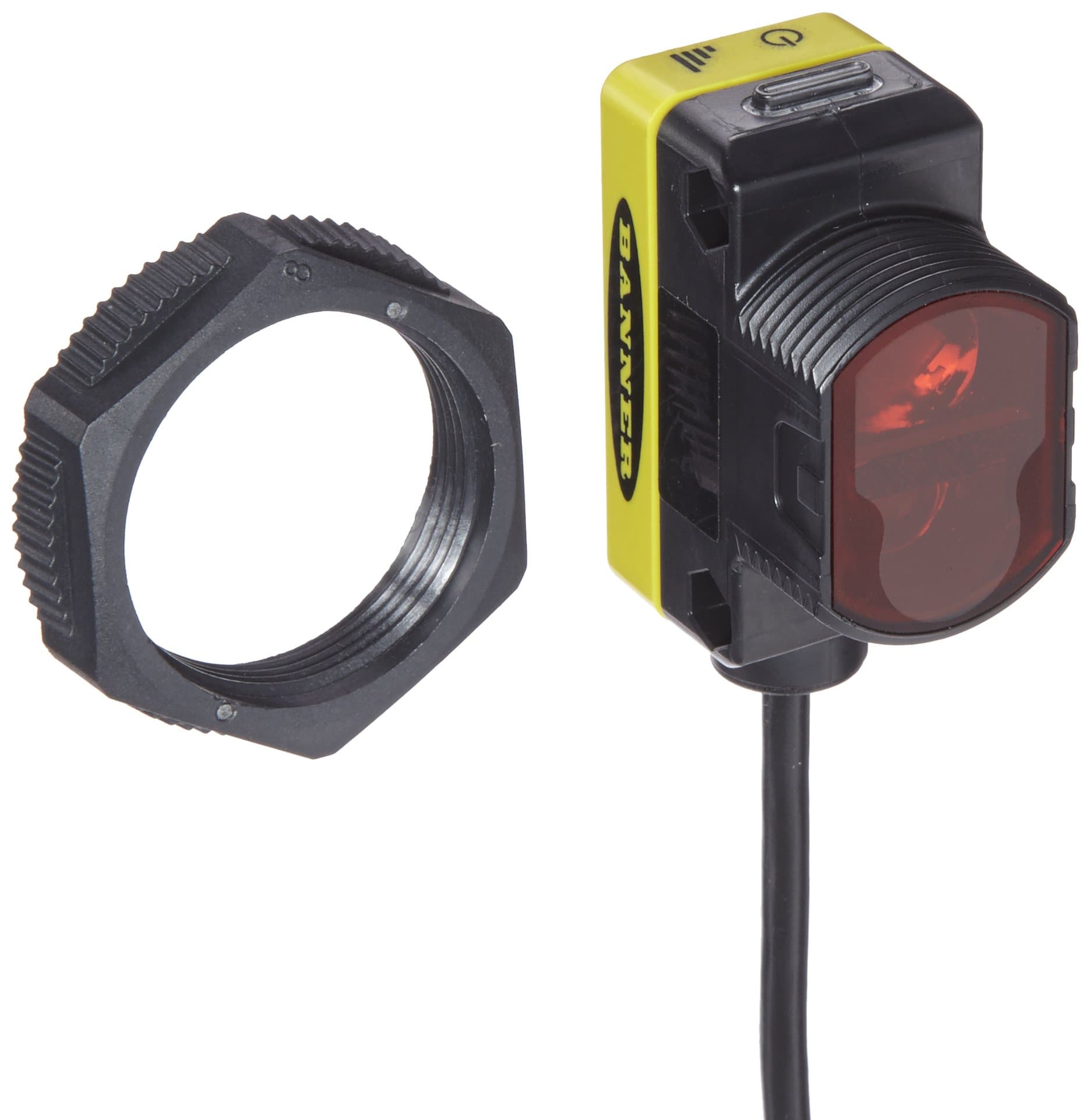 Banner QS30FF200 World Beam Universal Sensor, Fixed Field, 680nm Visible Red LED, 5 Wire Connection, 200mm Range, 2 meters Cable Length