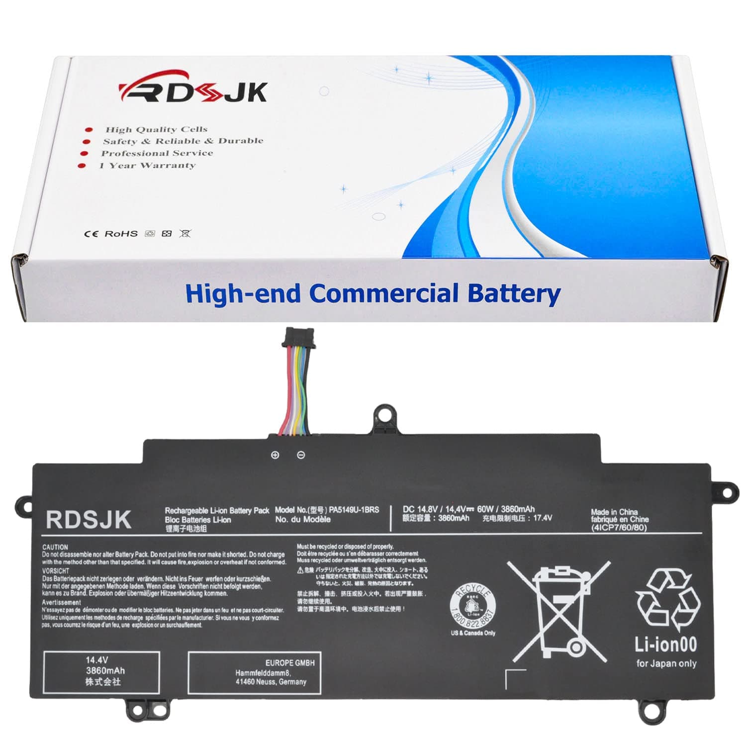 PA5149U-1BRS PA5149U Laptop Battery for Toshiba Tecra Z40 Z40-A Z40-A-110 Z40-B Z40-C Z40-A-10X Z40-A-16Q Z40-C-11P Z40T-A1410 Z50 Z50-A-0DU Z50-A-07Q Z50-A Z50-A-11H Series 4INP7/60/80 14.4V 60Wh