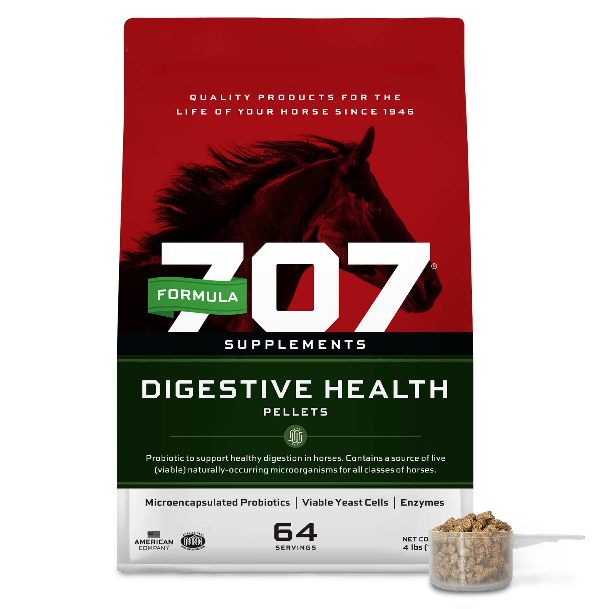 Digestive Health Equine Supplement, 4lb Bag – Probiotics, Prebiotics and Digestive Enzymes for Horses