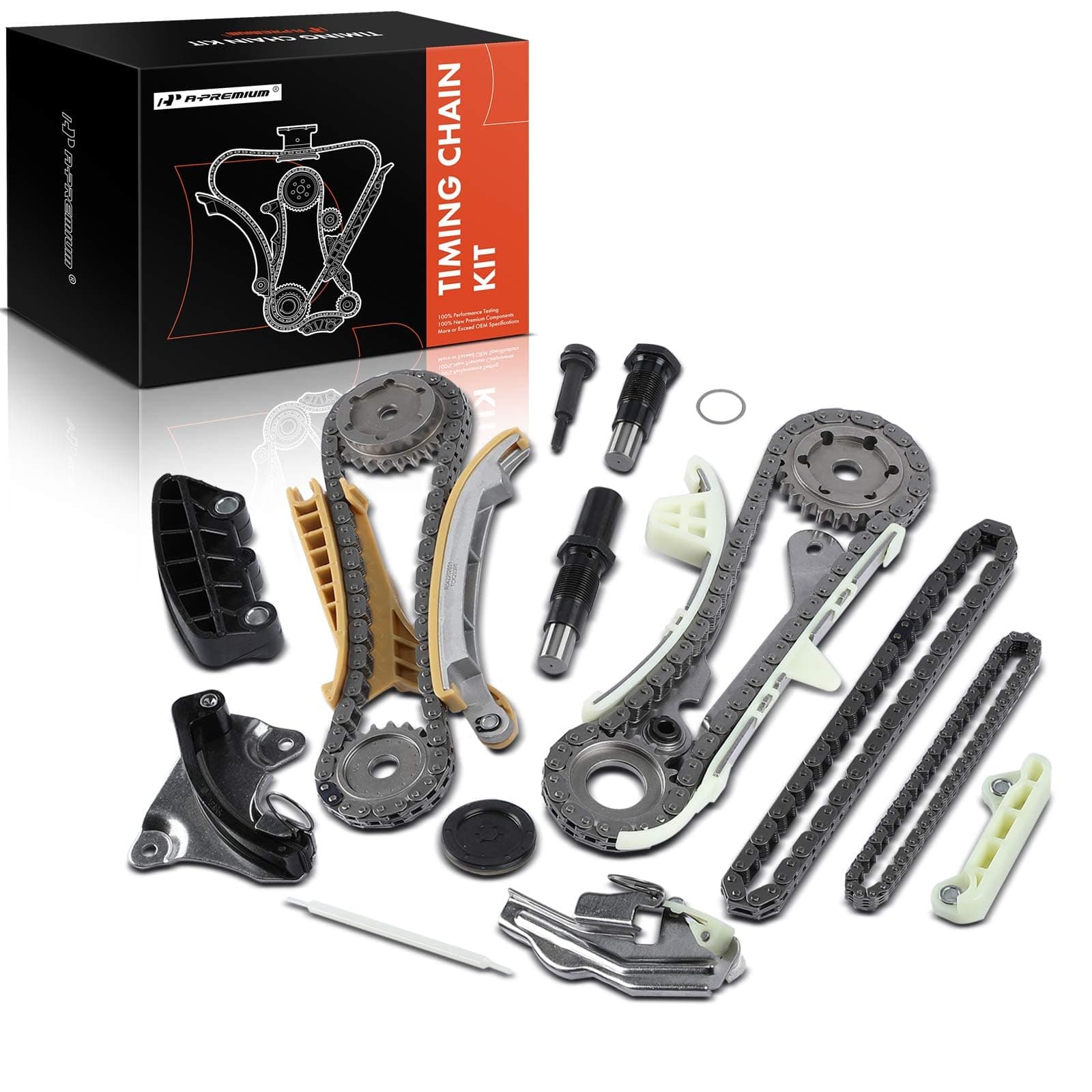 A-Premium 17PCS Engine Timing Chain Kit W/Tensioner & Guide [SOHC, 6Cyl 4.0L] Compatible with Ford, Mercury, Mazda - Explorer 97-10, Explorer Sport Trac, Ranger 01-10, B4000 01-10, Mountaineer 98-10