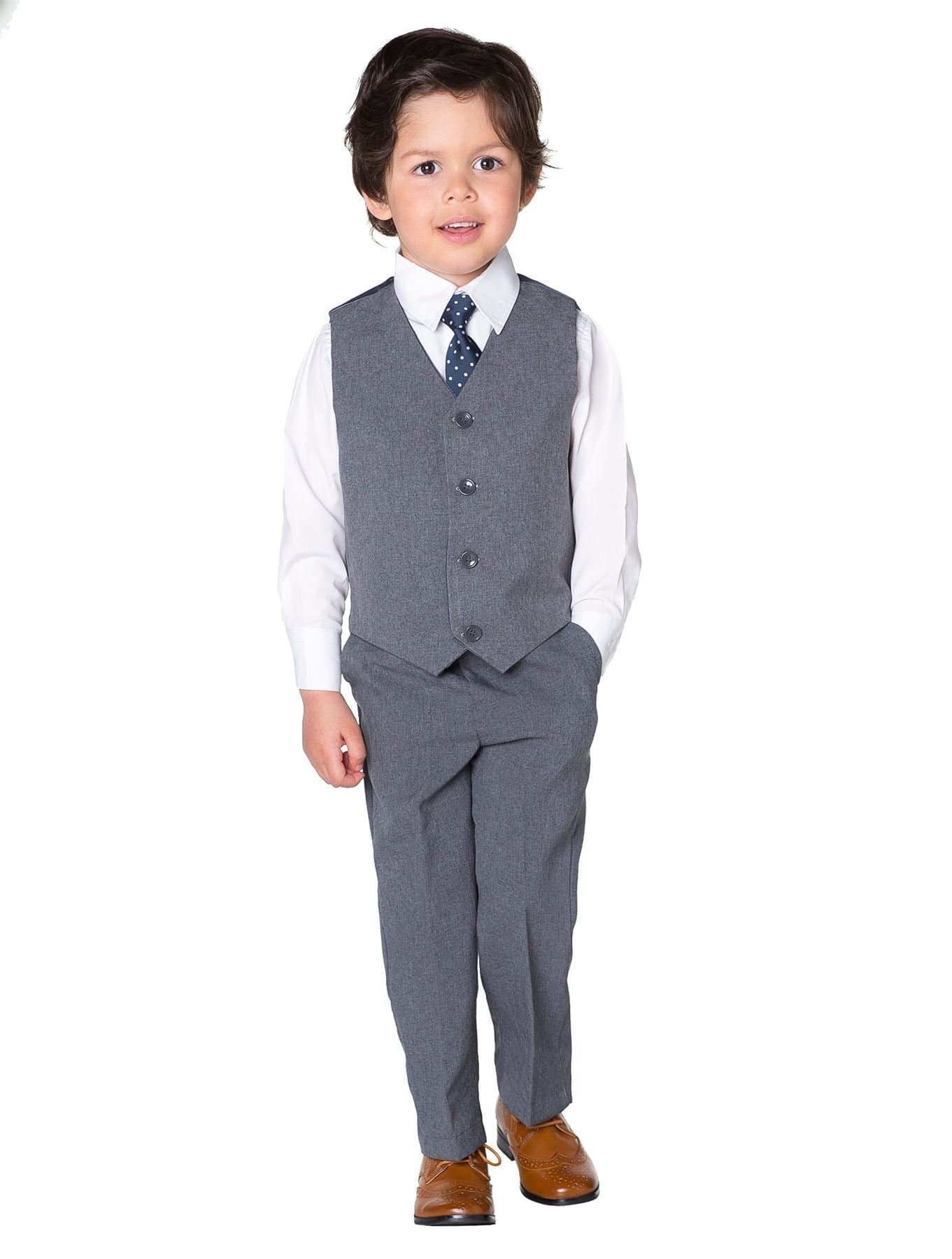Shiny Penny, Boys Grey Suit, Boys Waistcoat Suit, Page Boy Suits, 3-6 Months - 8 Years