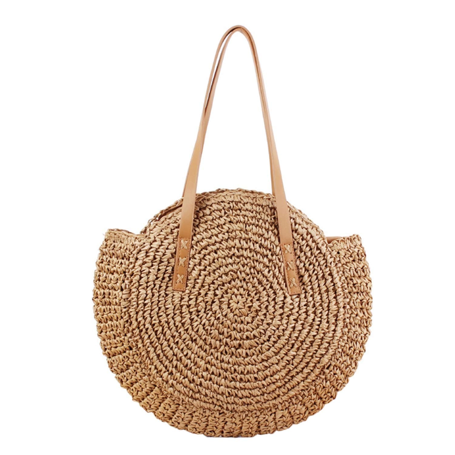 Casual Round Shape Lovely Straw Vintage Bag Rattan Woven Handbag Ladies Fashionable Knitted Messenger Beach Bags