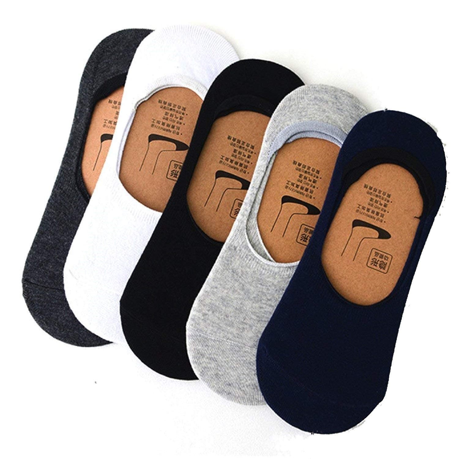Unisex Cotton No Show Loafer Socks (Multicolour, Free Size) Pack of 5