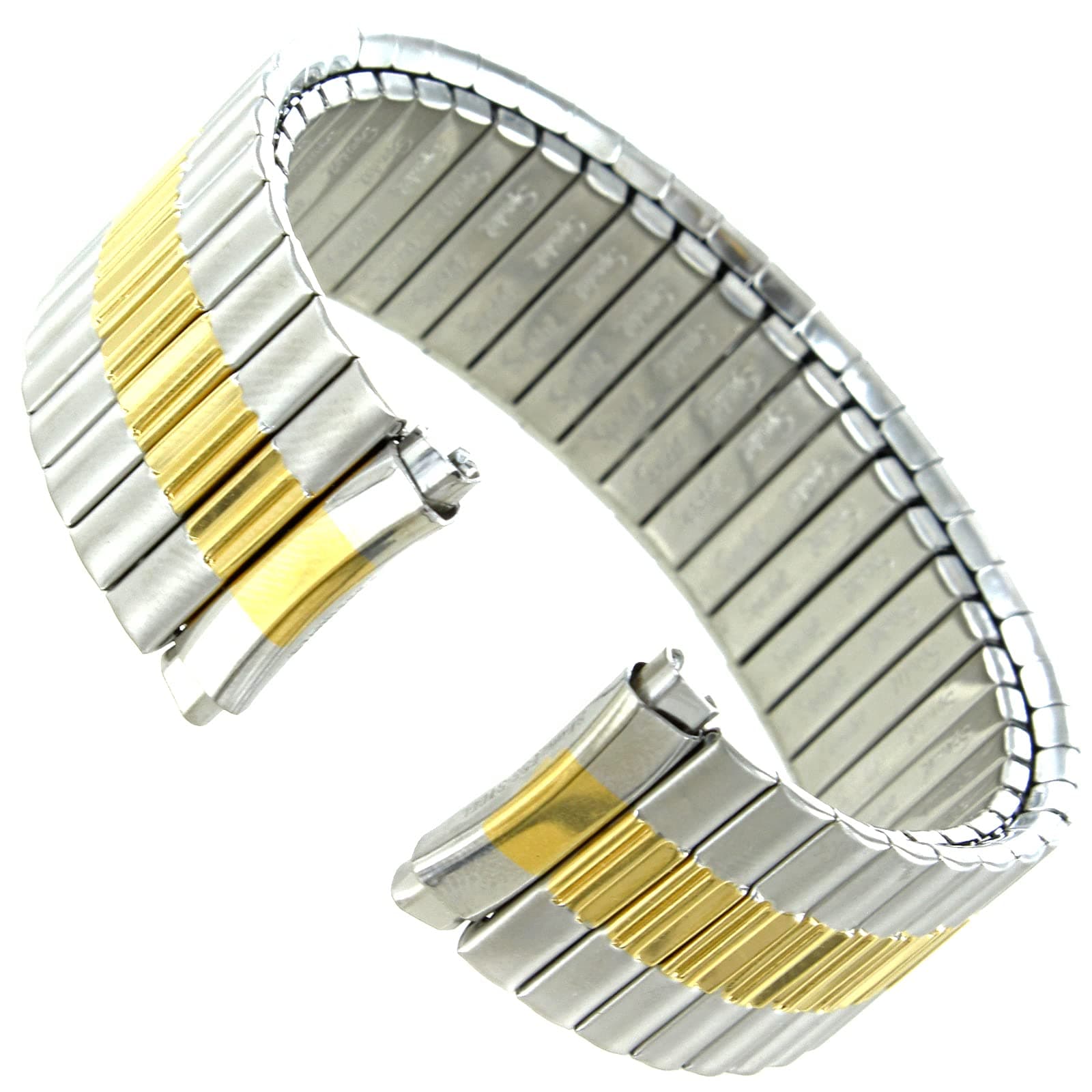 15-18mm Hirsch Stainless & Gold Two Tone Curved End Mens Expansion Band Reg 1363/16