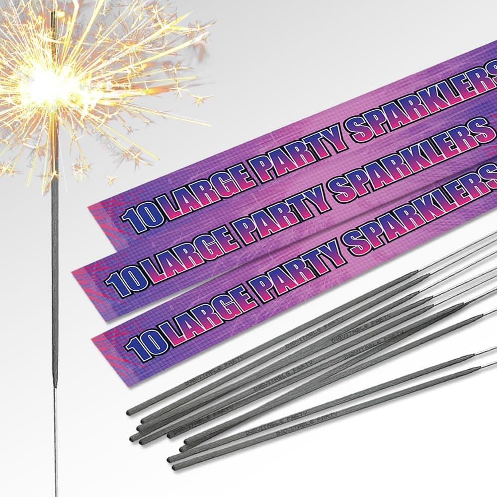 25cm (10") Large Party Sparklers | Handheld Sparklers | Great for any Occasion (30 Sparklers)