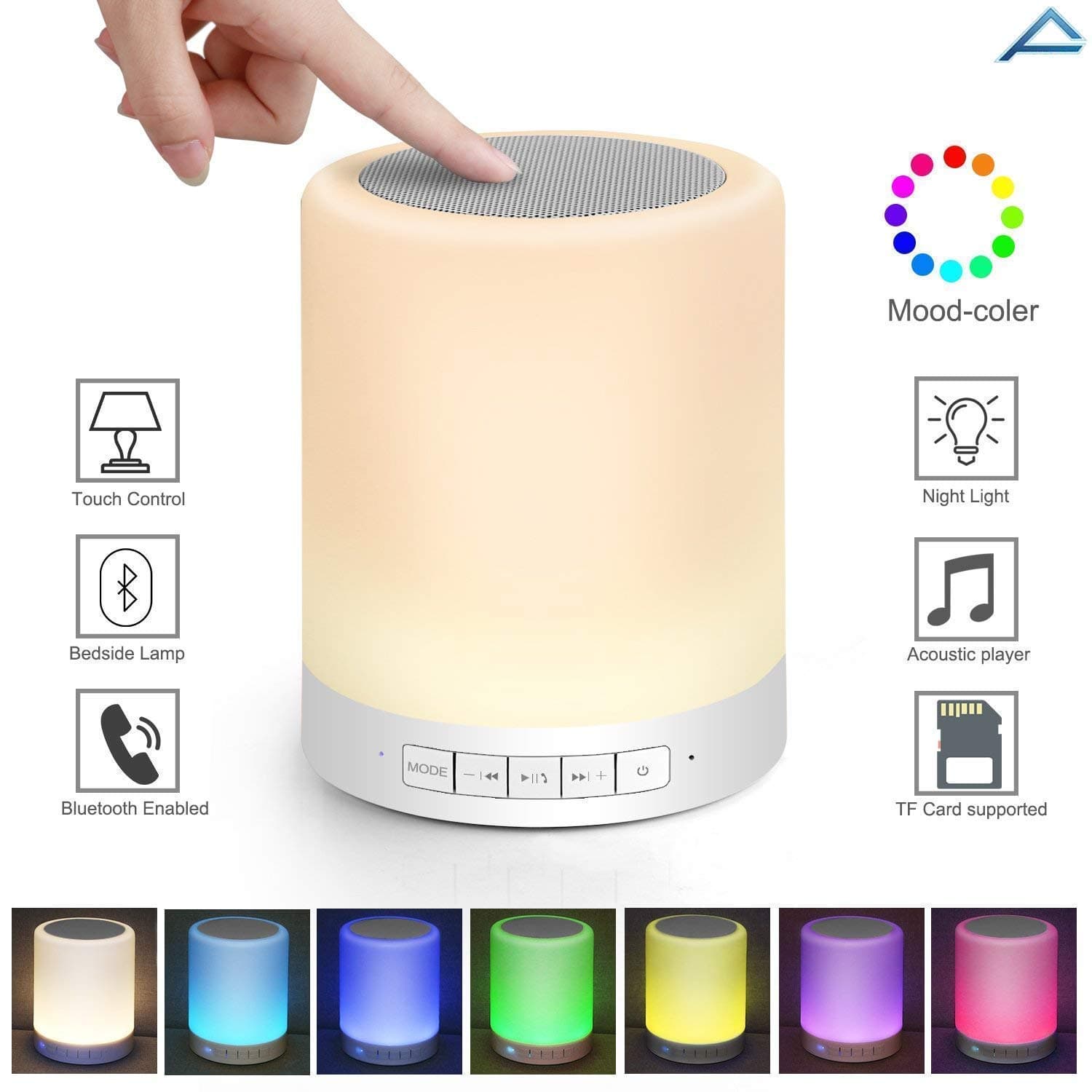 Renyke Wireless Bluetooth Speaker, Portable Bluetooth Speaker with Smart Touch LED Mood Lamp, with SD Card Slot/AUX Input, with Microphone to Connect Calls.Compatible with All Bluetooth Devices