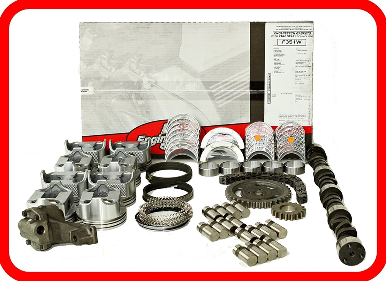 Master Engine Rebuild Kit FITS: 67-85 Chevrolet SBC 350 5.7L V8 w/Stage-3 HP Cam & Flat-Top Pistons