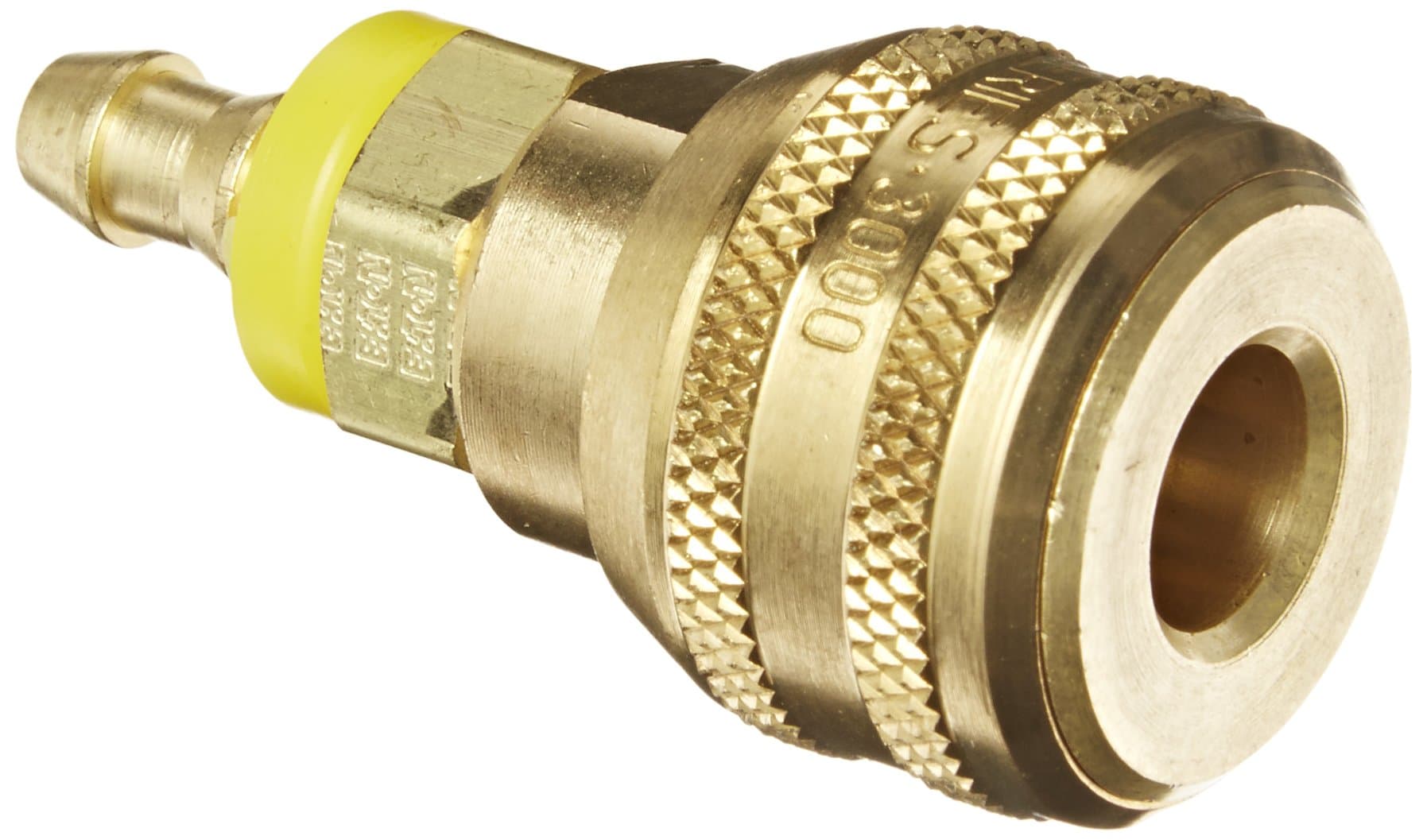 Eaton Hansen 3600P Brass ISO-B Interchange Pin Lock Pneumatic Fitting with Push-On Style Hose, Socket, 1/4" Hose ID, 1/4" Body
