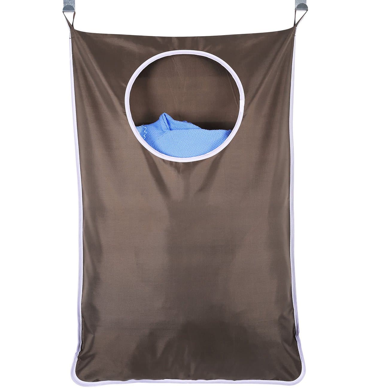Soaptree Large Door-Hanging Laundry Hamper Bathroom Storage Bags with Tow FREE Suction Hooks,Size 29.92" 20.07"(Coffee Brown)