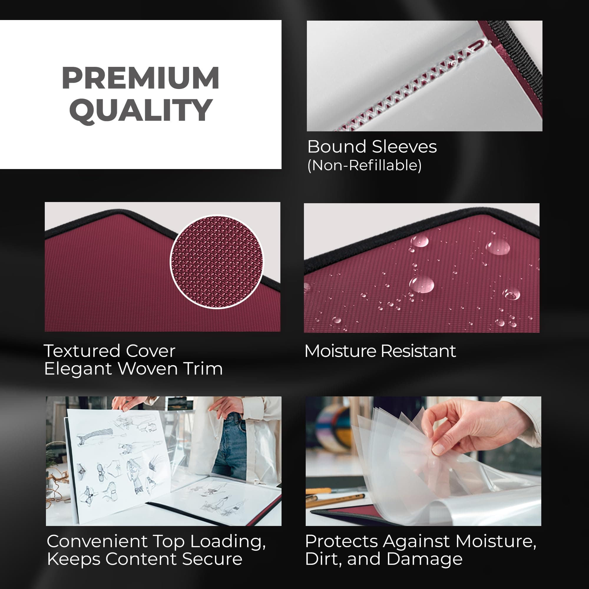 Dunwell 9x12 Art Portfolio Binder - Art Portfolio Folder 9x12 Art Folder 24 Pocket Display 48 Pages Portfolio Binder Artist Portfolio Art Binder Kids 9x12 Art Portfolio