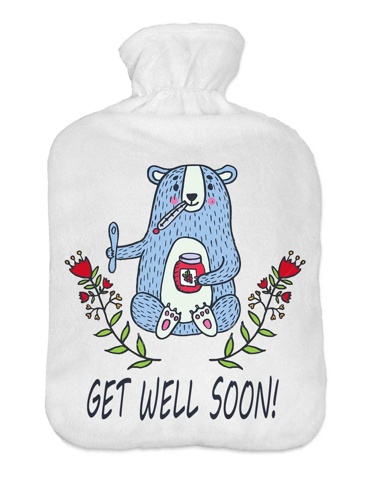 Hot Cold Water-Bottle with Soft Fleece Cover Water-Bag 2 litreBear [092]