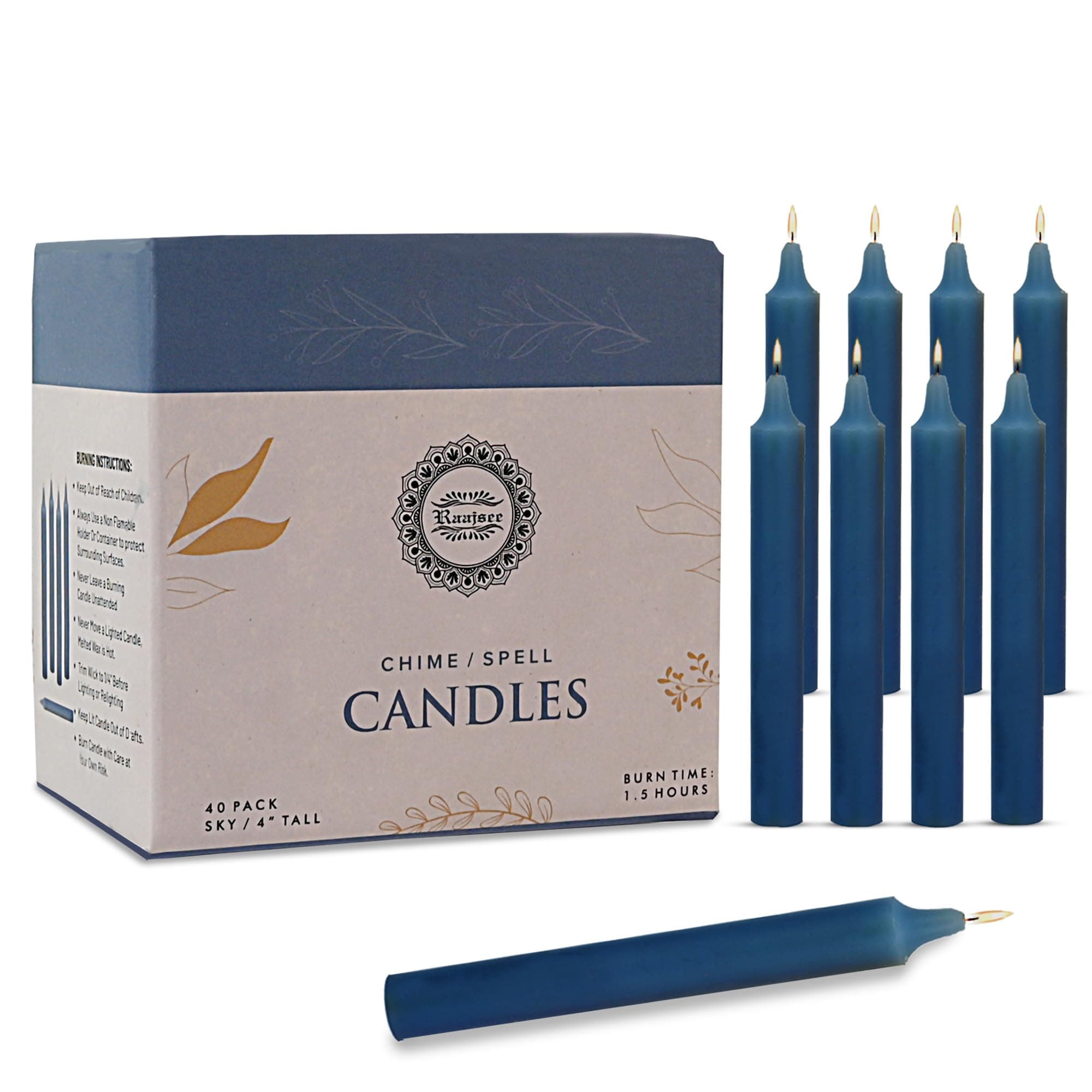 Raajsee Pack of 40 Sky Blue Candles | 4" Tall Unscented Mini Taper Candles - Perfect for Witchcraft, Rituals, Spells, Prayer, Meditation, Home Decor, Party Decor Chime Candles.