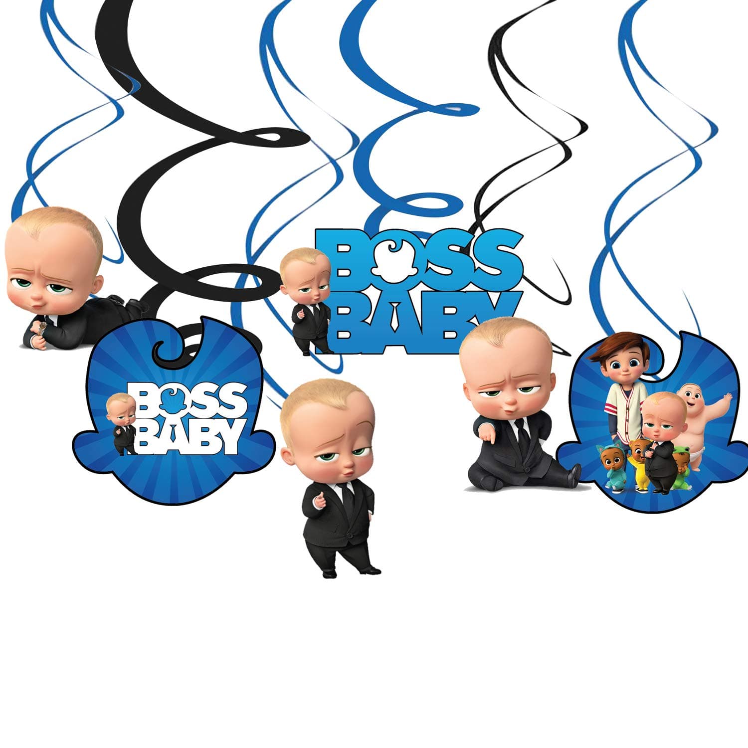 Party Propz Boss Baby Theme Decorations-Set Of 6Pcs- Baby Boss Theme Birthday Decorations | spiral hangers, Multicolour Boss Baby Birthday Decorations