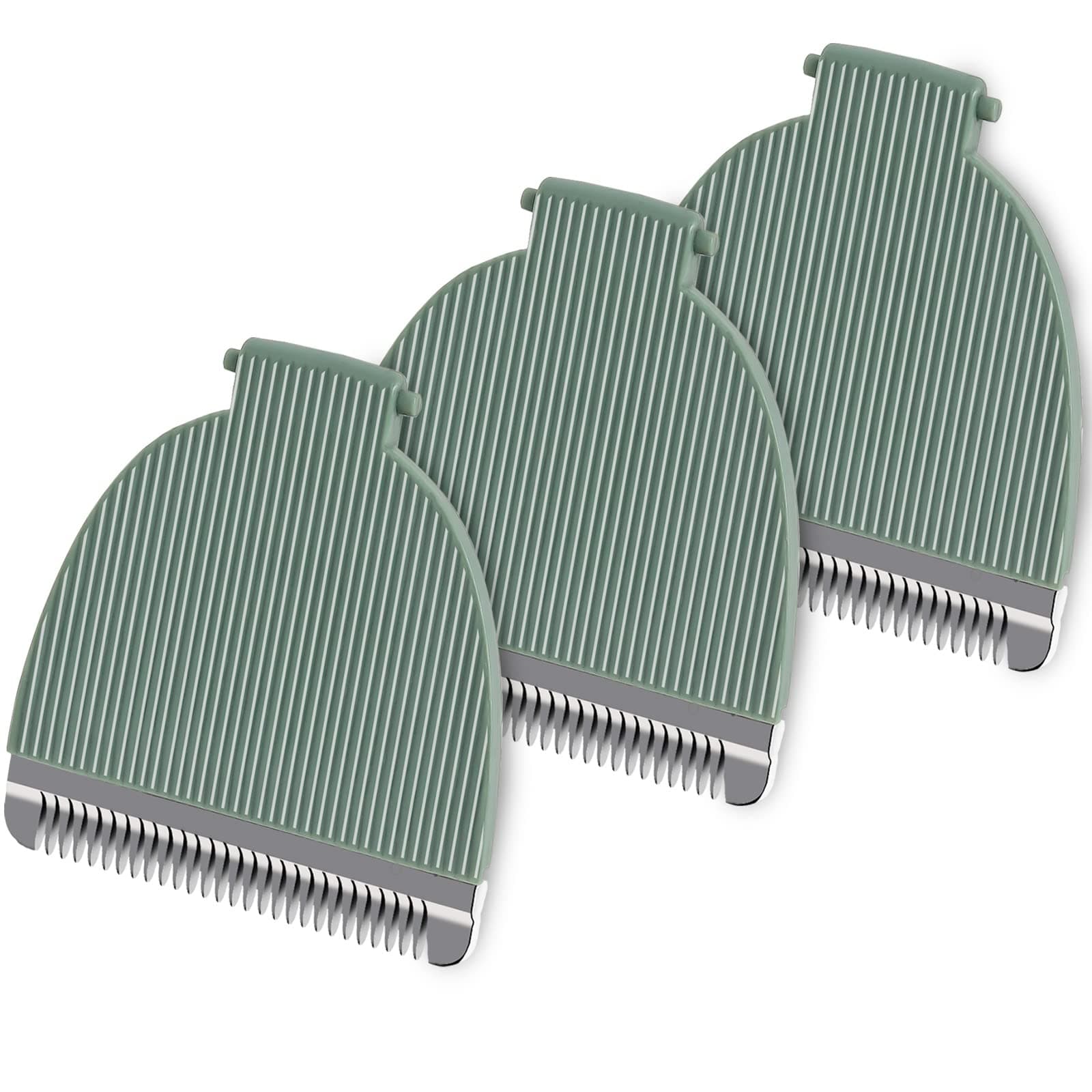 3 Pack Replacement Blades Compatible with Meridian Trimmer, Hygienic Ceramic Replacement Blades Compatible with Meridian Body Trimmer (Onyx & Sage), Green