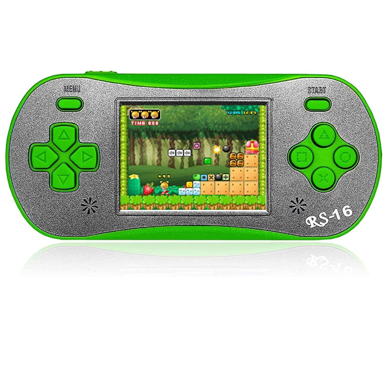 FAMILY POCKET RS16 Kids Handheld Gamer Portable Video Game Retro Gamer 260 in 1 Classic Video Game with Built-in 2.5" LCD Green RS16