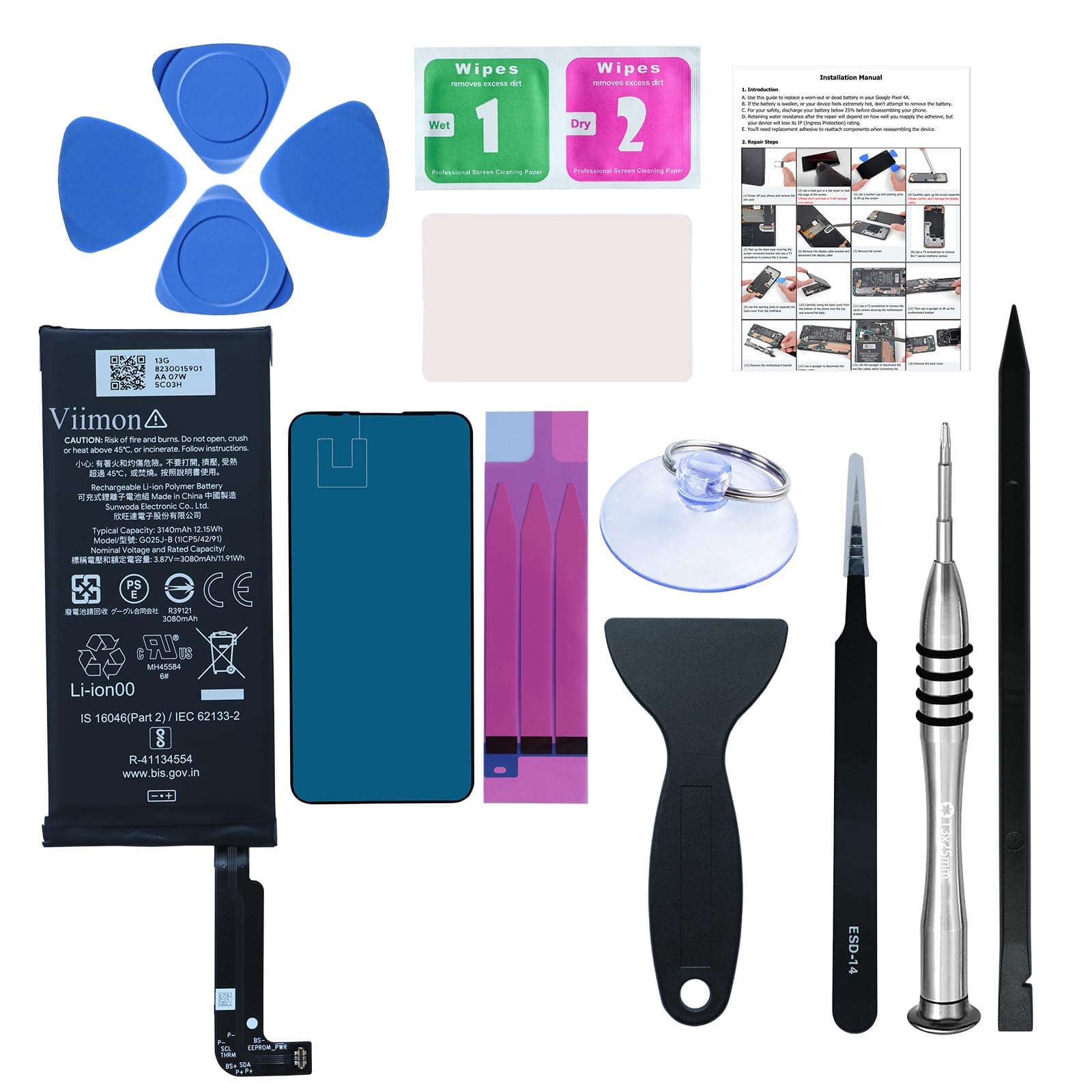 for Pixel 4a 4G Battery Replacement Kits Compatible with Google Pixel 4a 5.81'' Model G025J, GA02099 with Adhesive and Repair Tool Kits