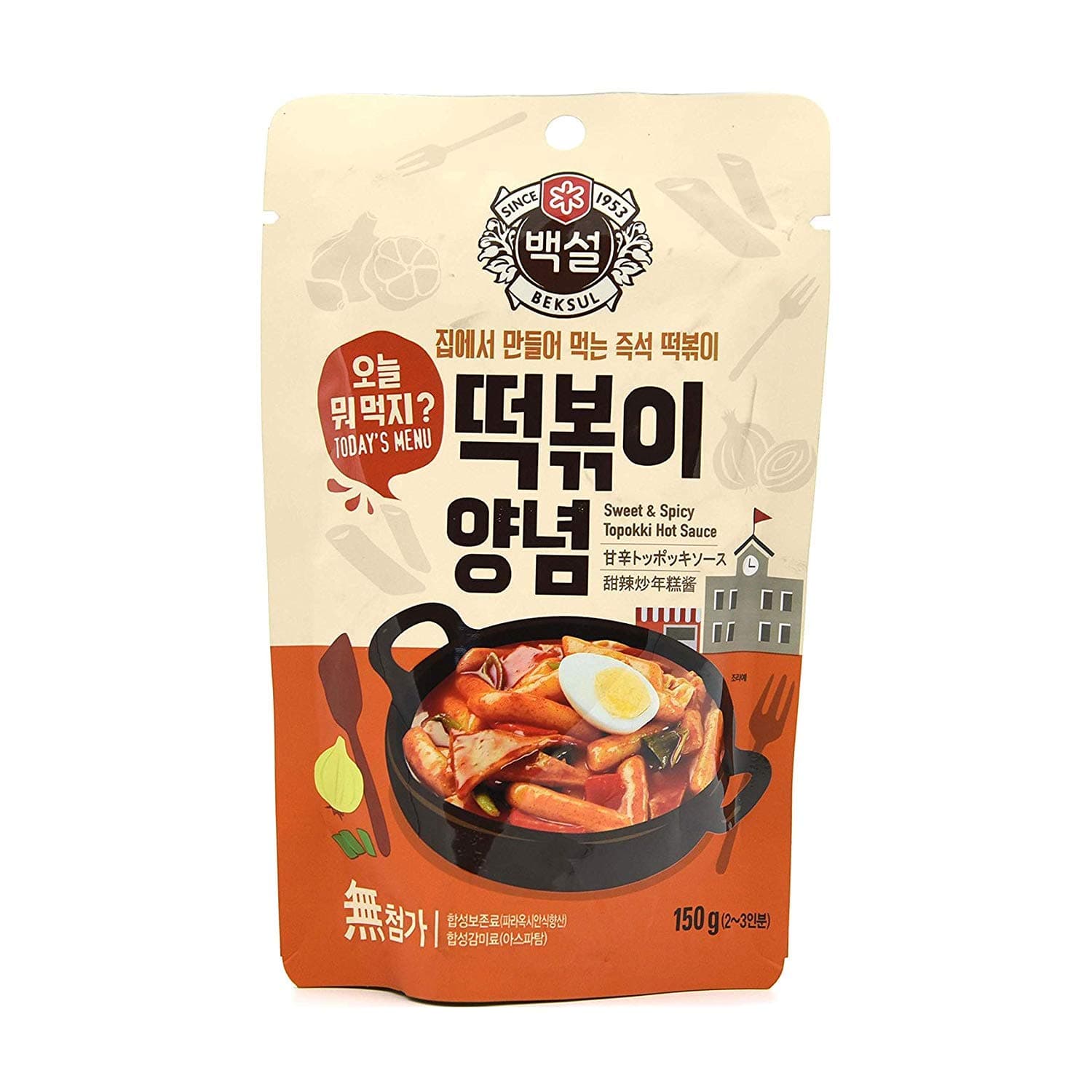 Korea Beksul Sweet and Spicy Topokki Hot Sauce Tteokbokki 떡볶이 Korean Fried Rice Cake 韓国辣年糕醬 5.29oz - total of 4 units