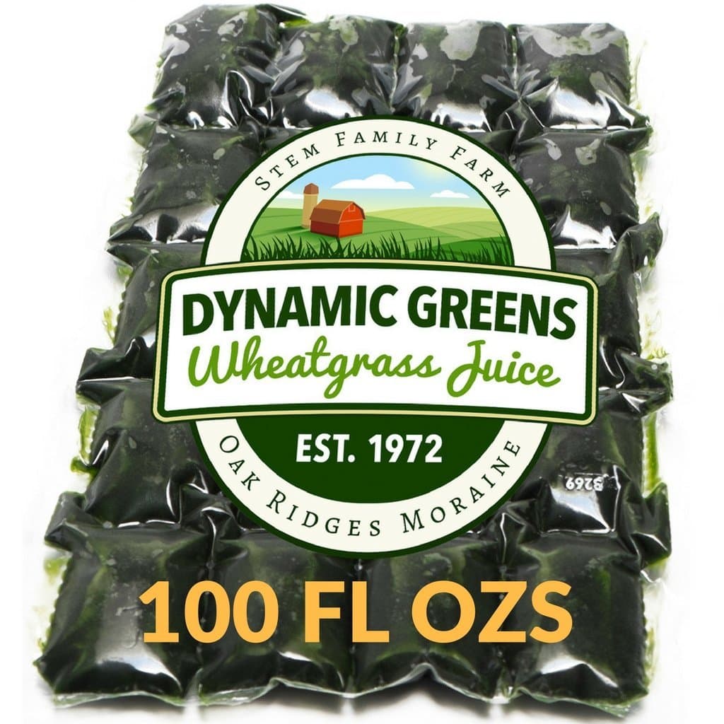 100% Wheatgrass Juice – Field-Grown, Flash-Frozen, Unpasteurized – 100 fl oz (200 x 0.5 fl oz Portions) – Dynamic Greens