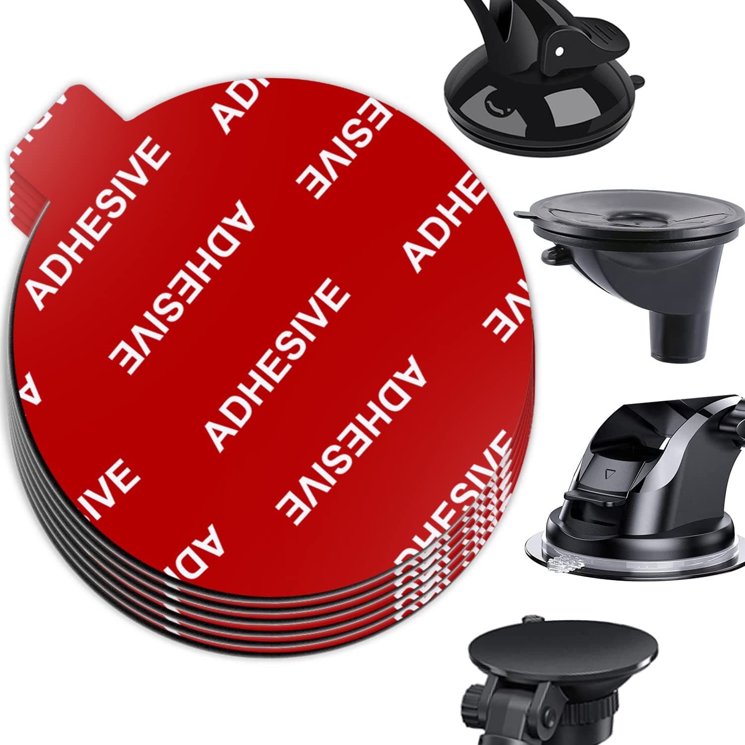 AZXYI 6 PCS Windshield Mount Adhesives for Suction Cup Mount, 80mm(3.15 inches) Circle Double-Sided Sticker Pads for Dashboard Mounting Disk and Windshield Camera, GPS, Car Phone Mount
