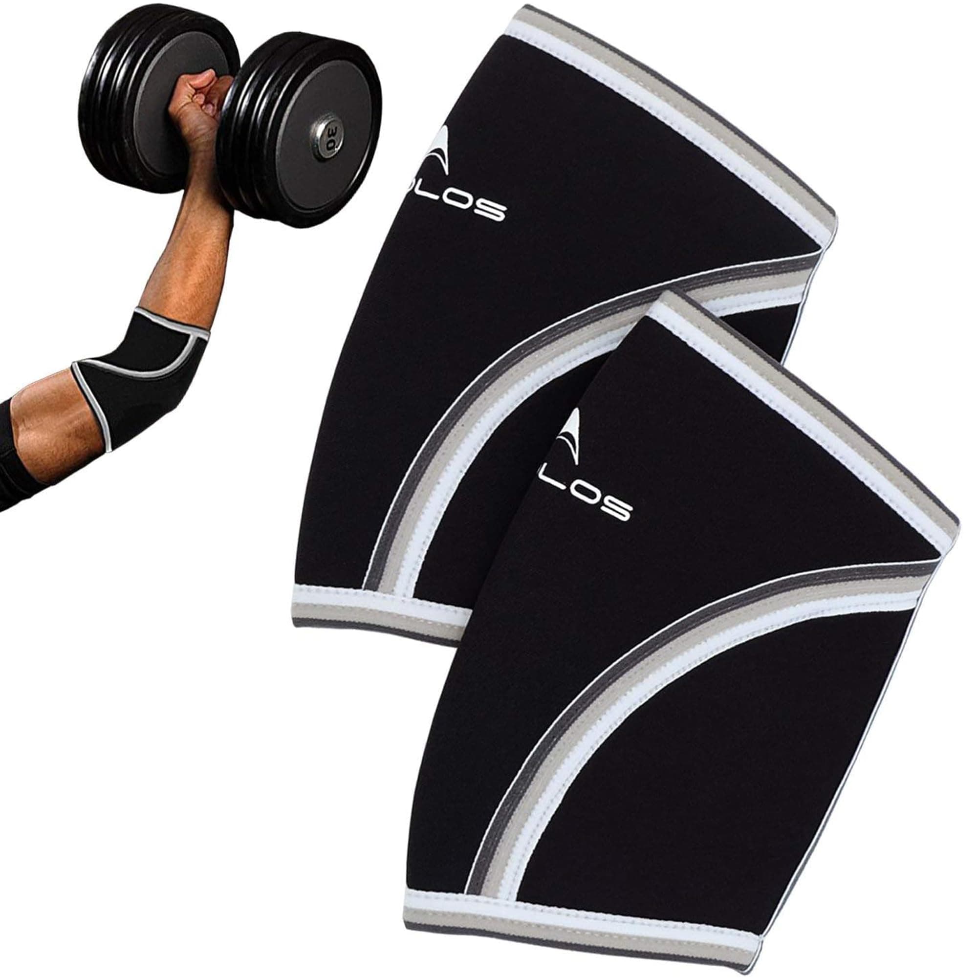 AEOLOS Compression Elbow Sleeves(Pair), 5mm Neoprene Elbow Barces for Weightlifting Powerlifting Tennis Golf and Basketball (Large, Black)