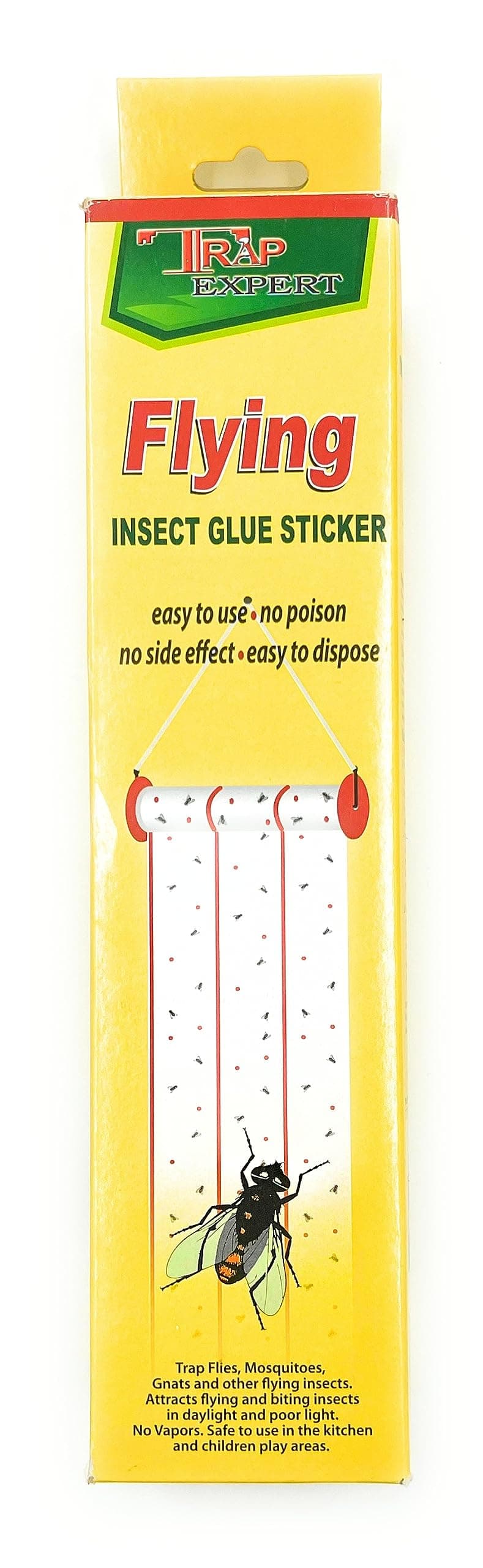 Flying Insect Glue Sticker Trap Eco Friendly Pest Control Solution Indoor Use Sticky Fly Paper Strips Effective Mosquito Gnats Fruit Fly Bug Catcher Safe Home Fly Trap Kit with Hanging Hooks