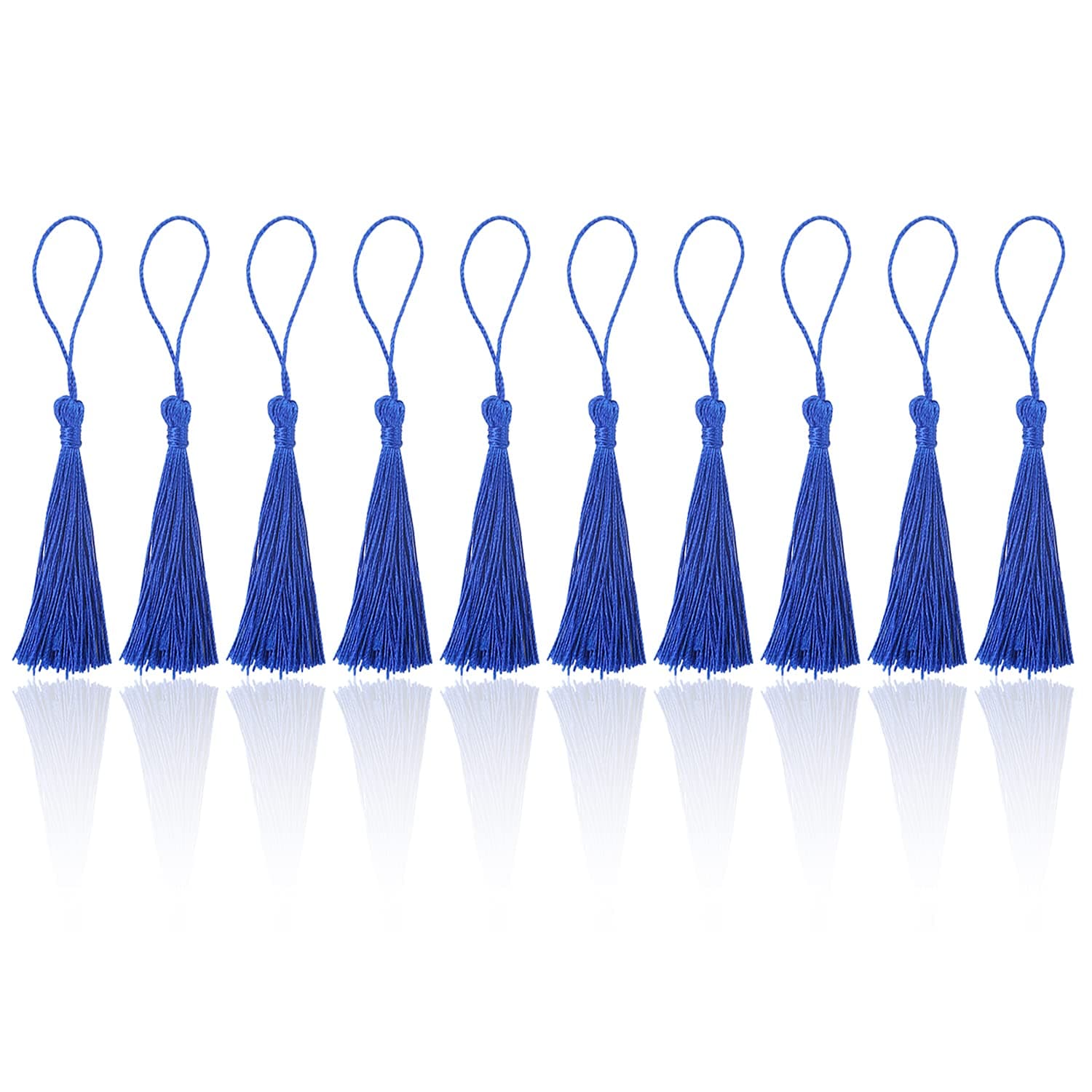 BOROLA 25 Pcs Handmade DIY Tassels 13cm/5 Inch Silky Soft Craft Mini Tassels for DIY Projects, Jewelry Making, Decoration, Bookmarks (Blue)