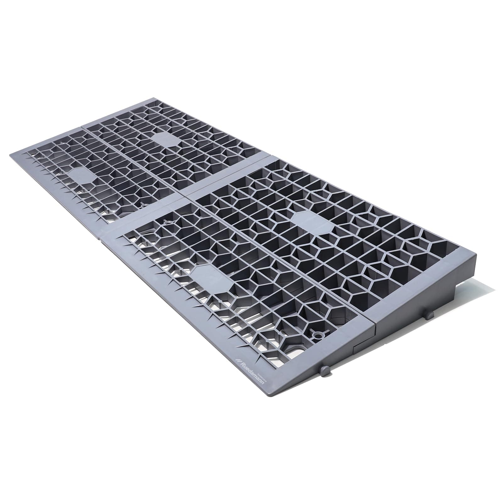 Ruedamann 2" Rise Plastic Wheelchair Ramps, 3000LBS Capacity, Modular Threshold Ramps, Non-Slip, Grey, 2 PCS