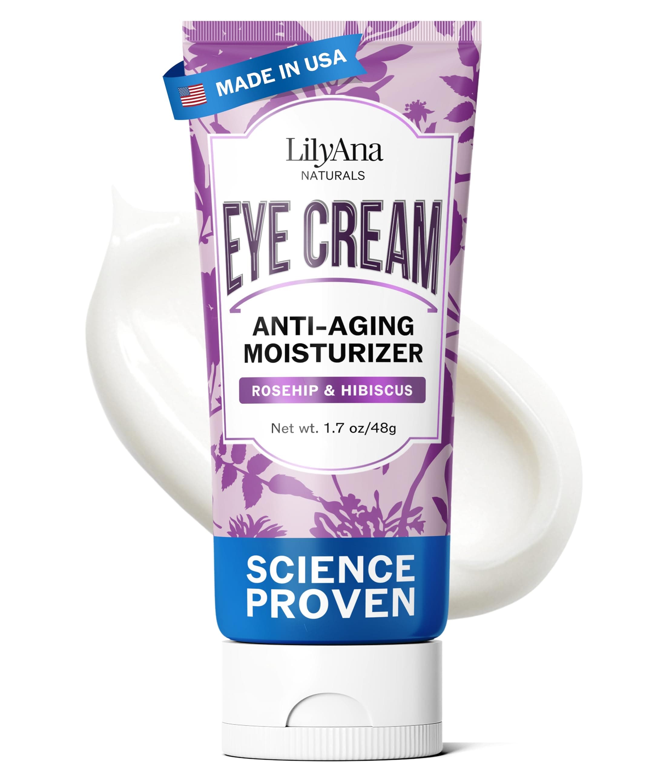 LilyAna Naturals Eye Cream for Dark Circles and Puffiness, Under Eye Cream for Wrinkles and Bags, Anti Aging - helps Improve Dryness; for Sensitive Skin - 1.7 oz - Made in USA