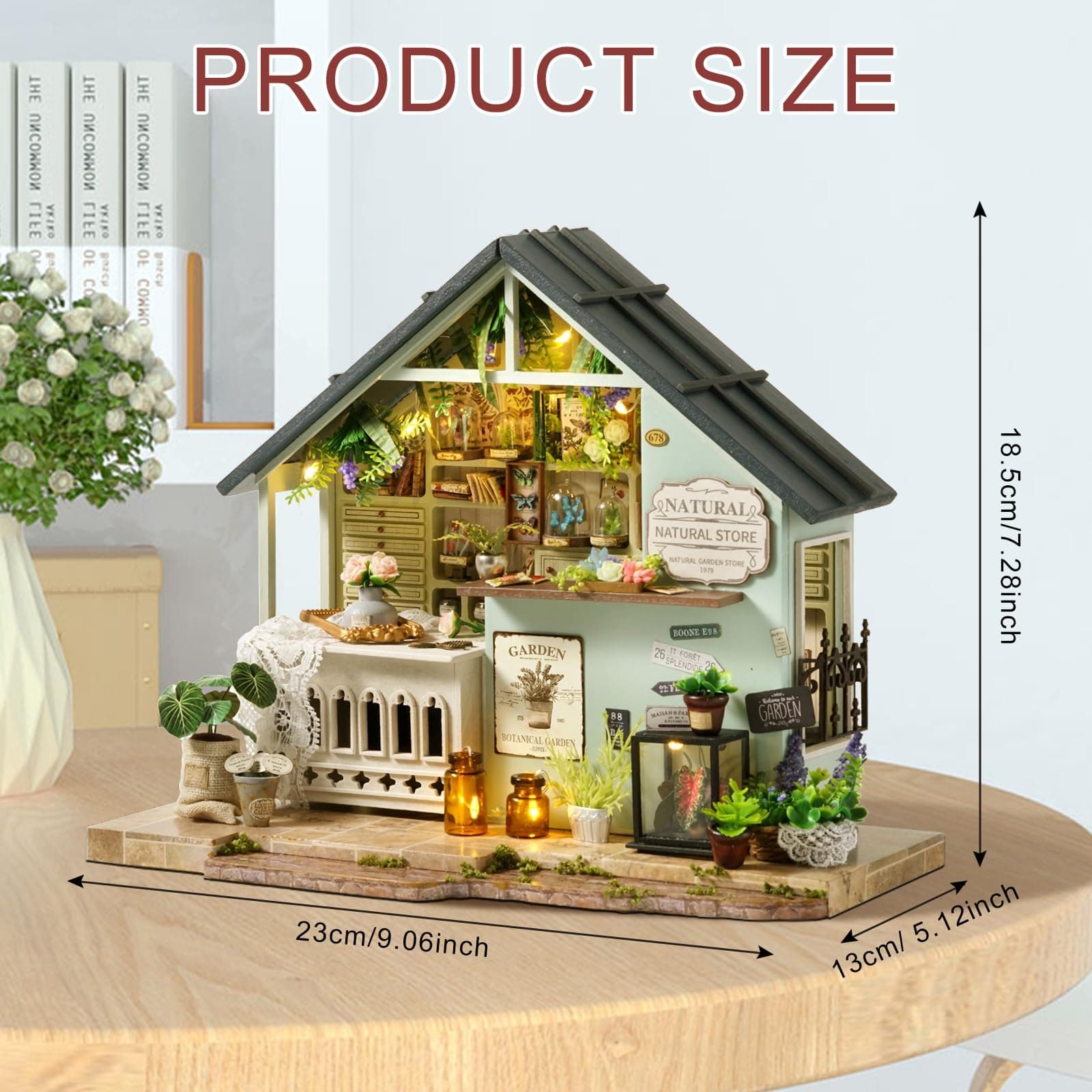 Foyucool Miniature House Kit, Tiny House Kit with LED Light, DIY Mini House Building Kits for Adults to Building, Unique Gift for Birthday Christmas, Bakery Store