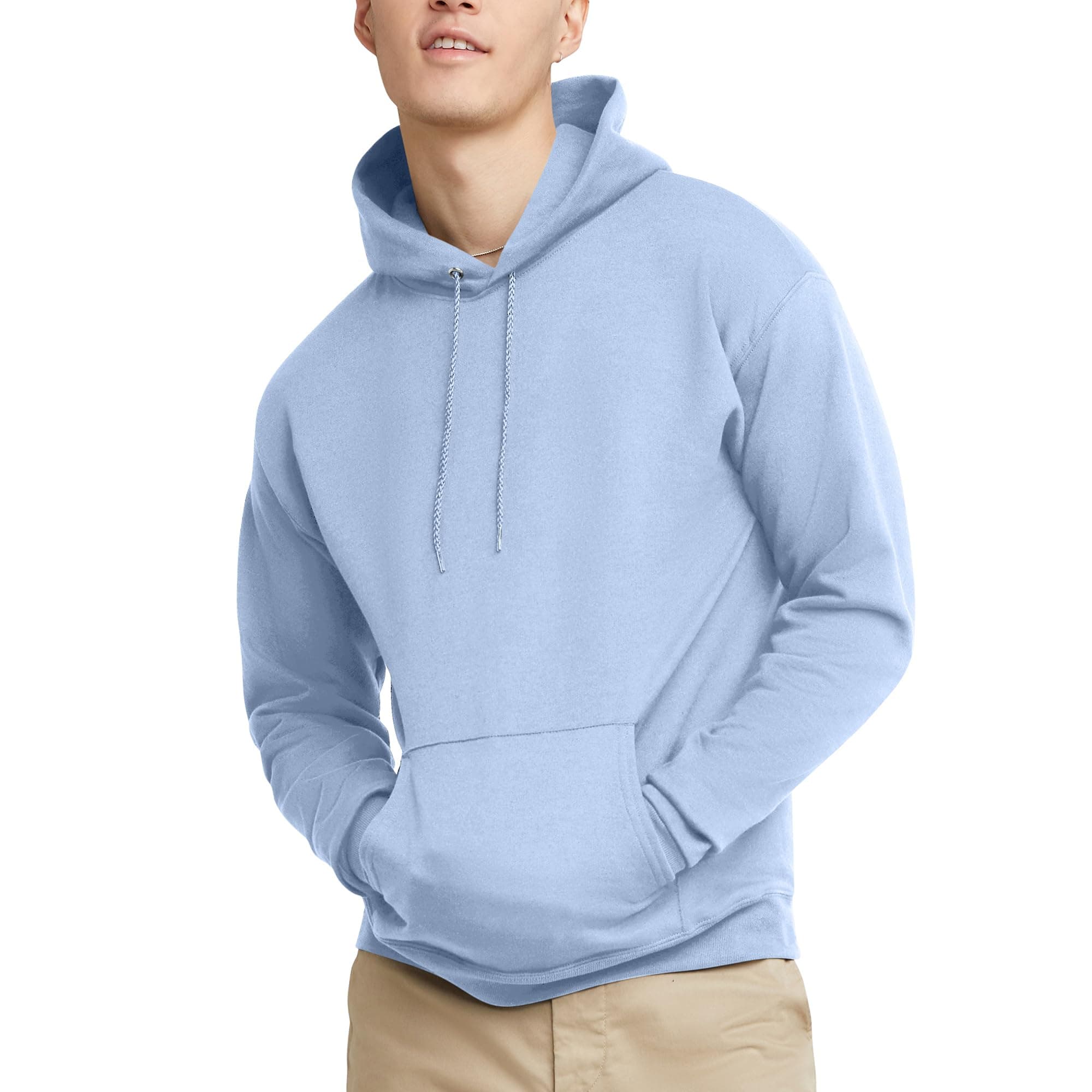 Hanes Men's Pullover EcoSmart Fleece Hoodie, Light Blue, XX-Large