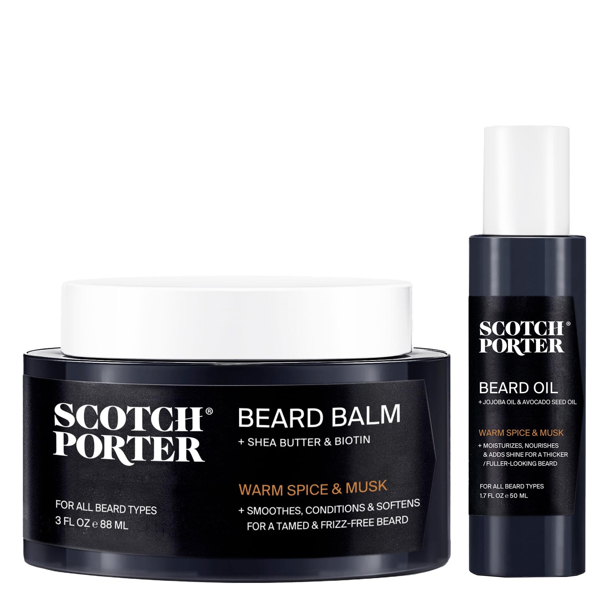Scotch PorterBeard Balm & Oil Kit – Helps Hydrate, Smooth, Shape & Soften Coarse, Dry Facial Hair for a Fuller, Healthier-Looking Beard – Original Scent, 2 Pack
