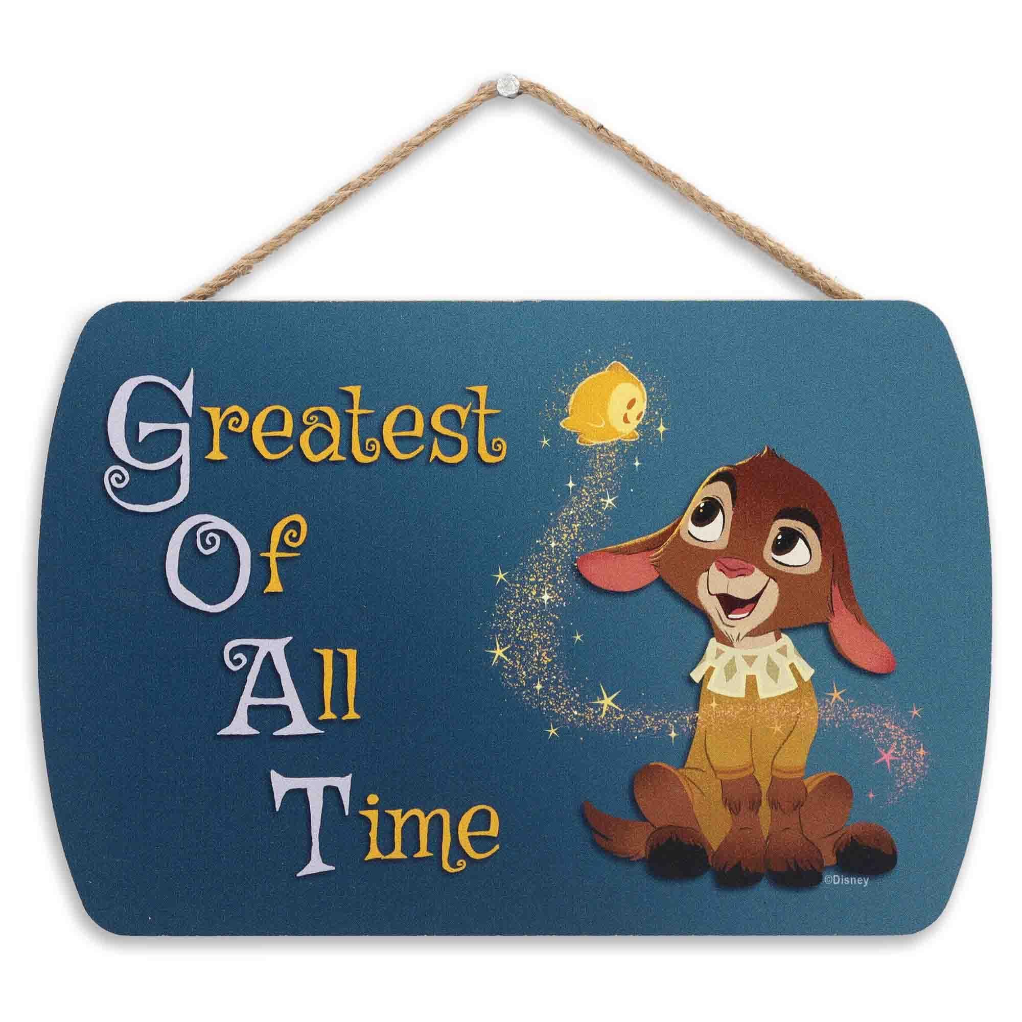 Open Road Brands Disney Wish Greatest of All Time Valentino and Star Hanging Wood Wall Decor - Cute Valentino Sign for Home Decor