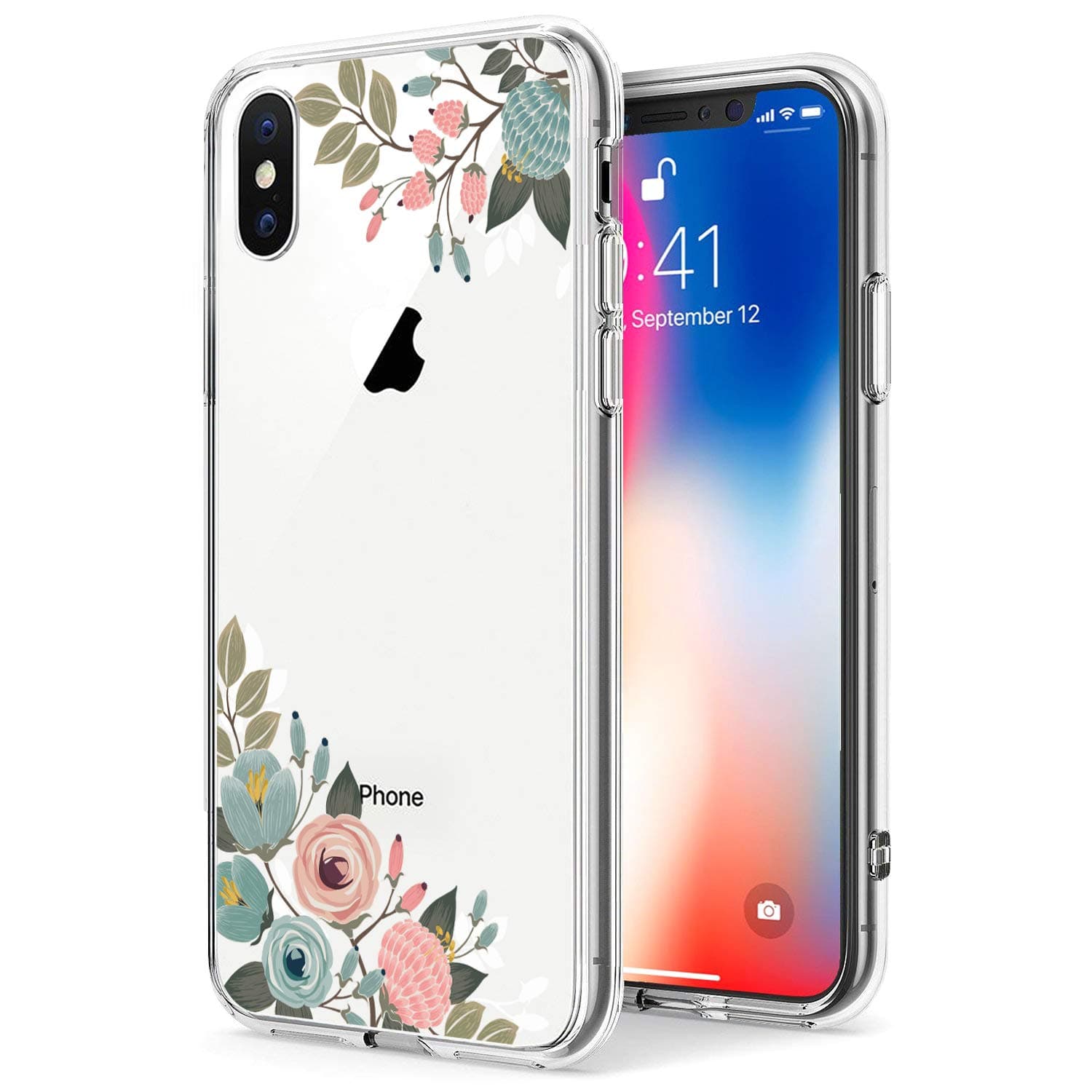MURMAZ Floral Series for iPhone Xs MAX case [6.5 inch] Clear Flower Summer Tropical Cute Design for Girls Woman Hard PC Back + Soft Bumper Slim Shockproof Protective Cover(Vintage Flower Max)