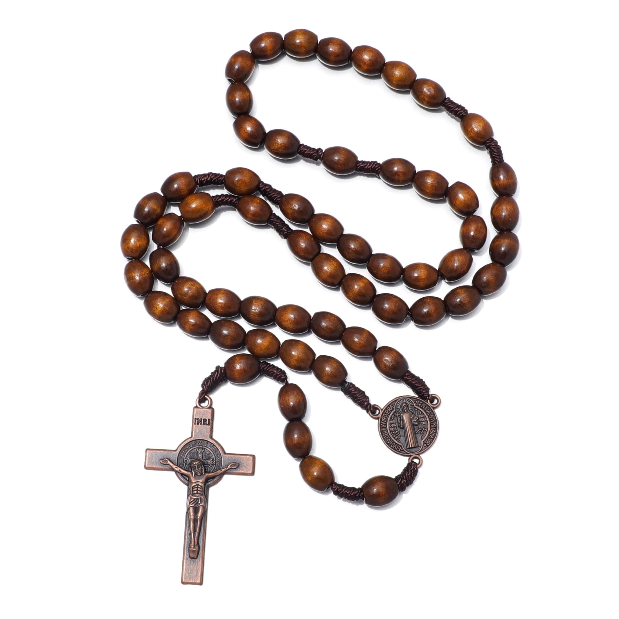 Handmade Wooden Catholic Rosaries, Rosary Beads Necklace From Bethlehem Wood Christian Prayer Holy Soil Medal & Metal Cross For Catholic Or Christian Gift