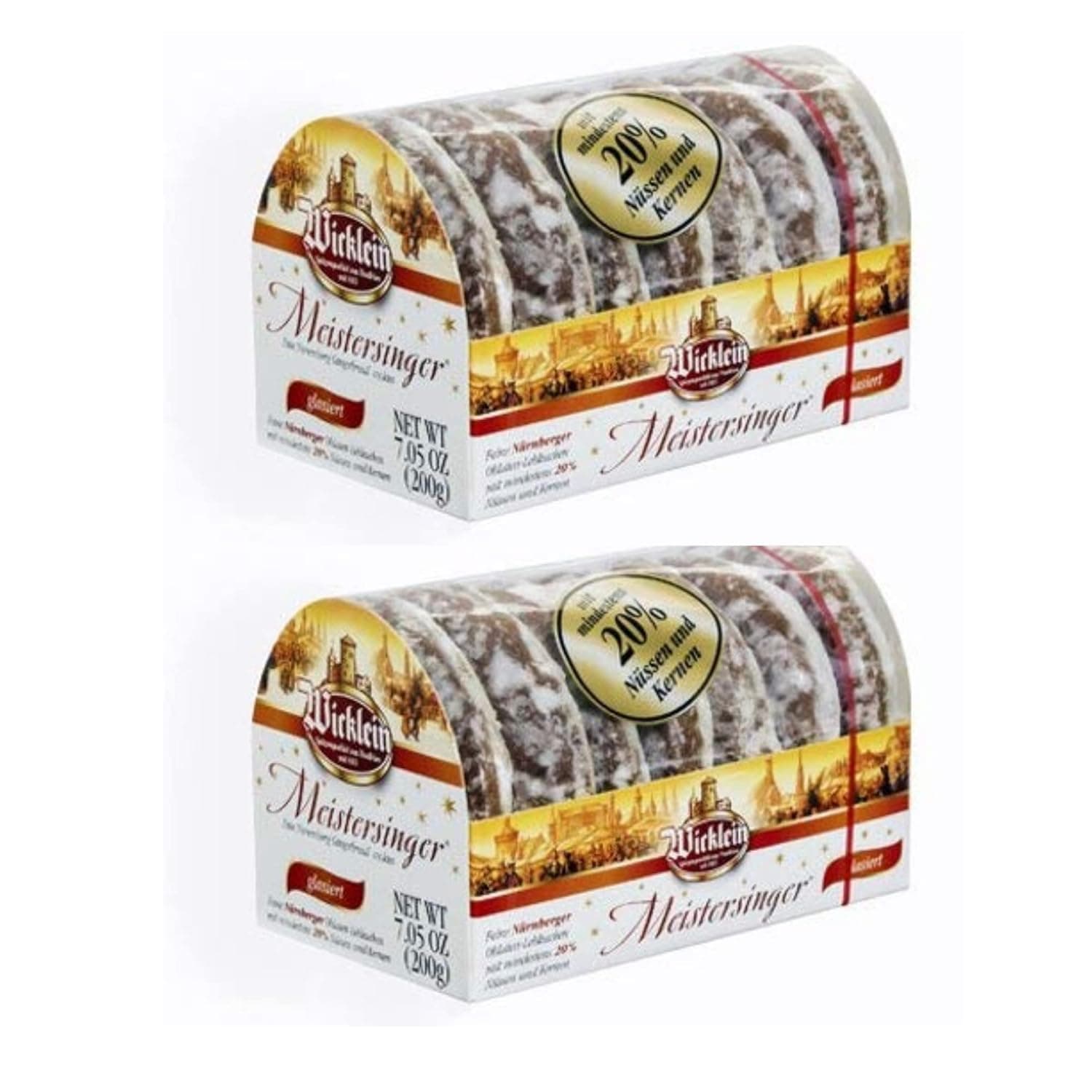 Wicklein Fine Nuremberg Gingerbread (Oblaten-Lebkuchen) Cookies 7.05oz, Two Pack