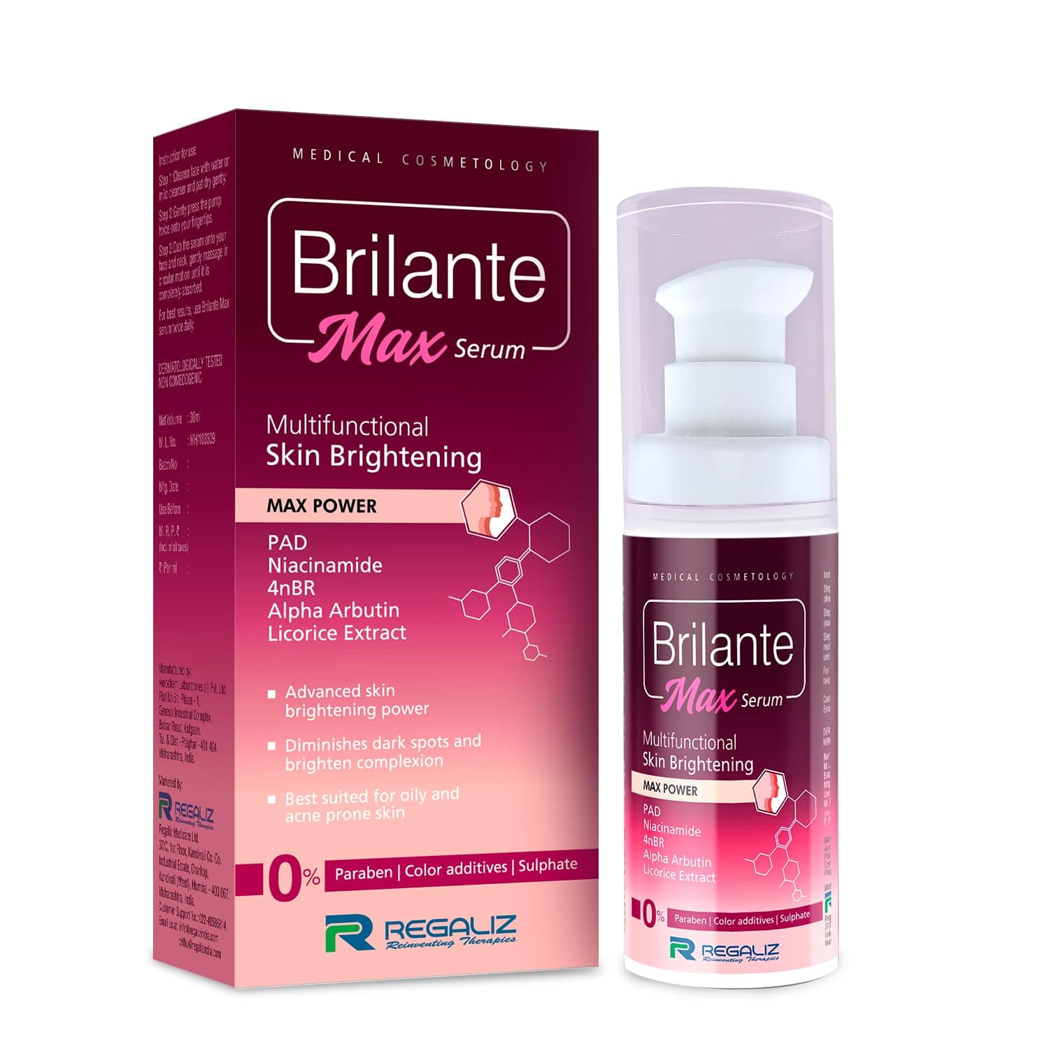 Brilante Max Serum | Multifunctional Skin Brightening & Radiance Booster | Targets Dark Spots, Uneven Skin Tone, and Dullness | 30ml