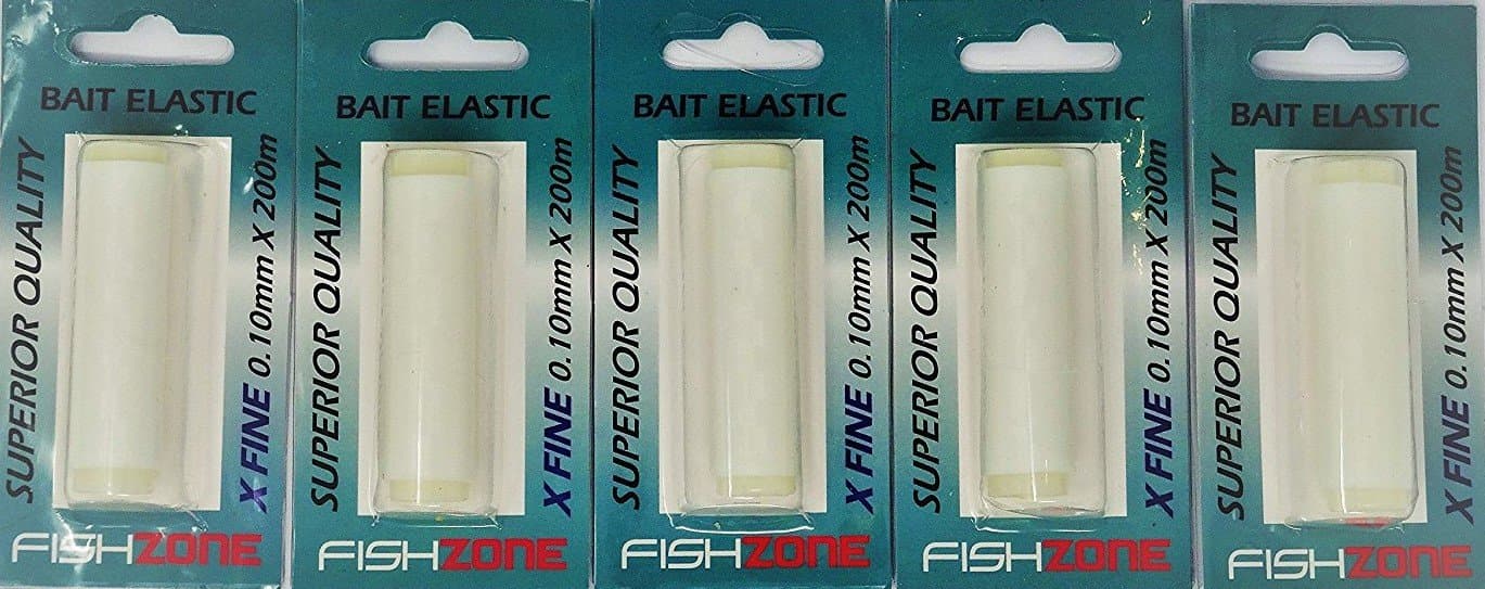 Fishzone - 1000m (5 x 200m Spools) of BAIT ELASTIC - Available in Fine 0.10mm and Medium 0.20mm - For Baiting up Your Hookbaits