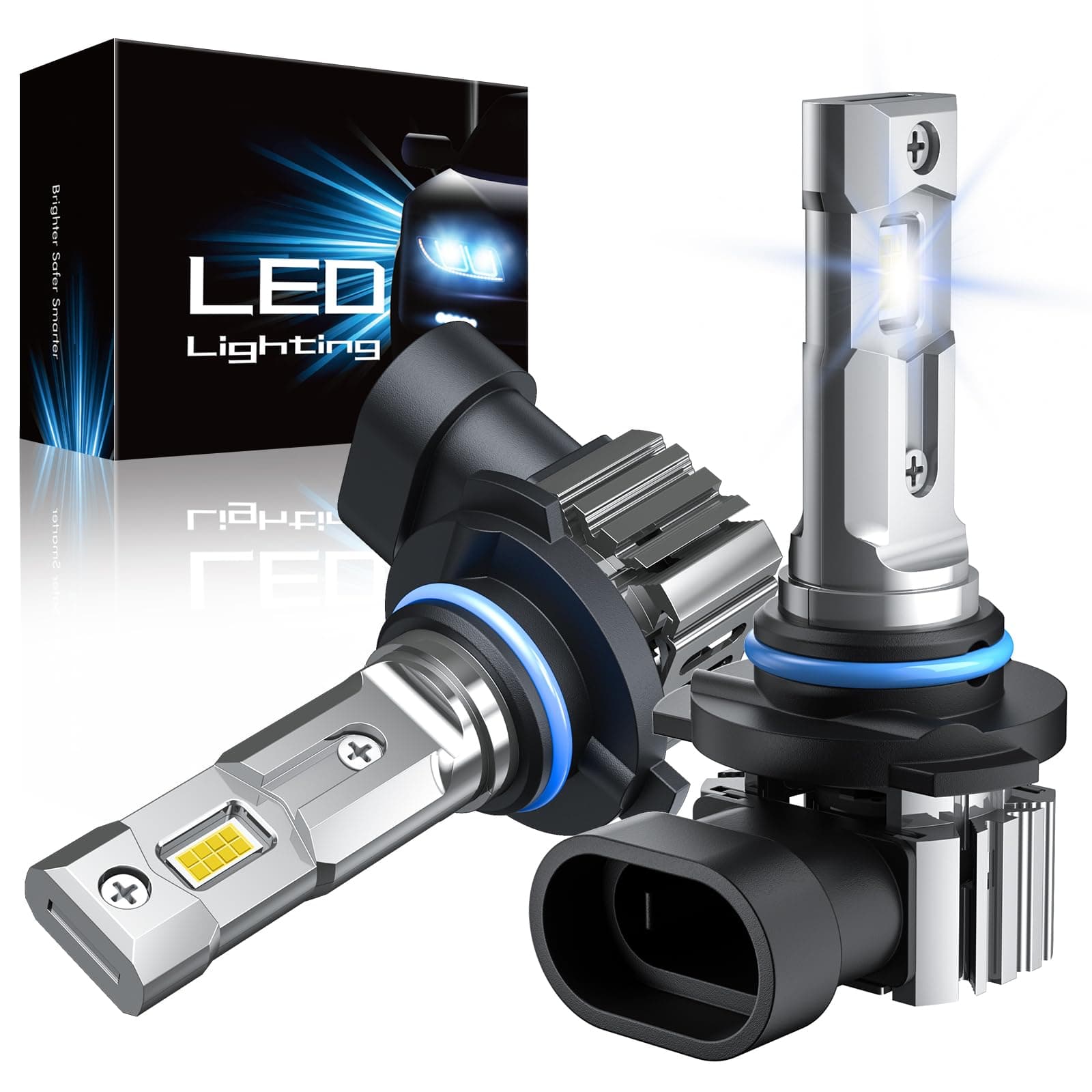 RCJ 9006/HB4 Bulbs, 60W 16000LM 6000K Cool White Fog Light Bulbs, with 12000 RPM Cooling Fan, Plug and Play, Pack of 2