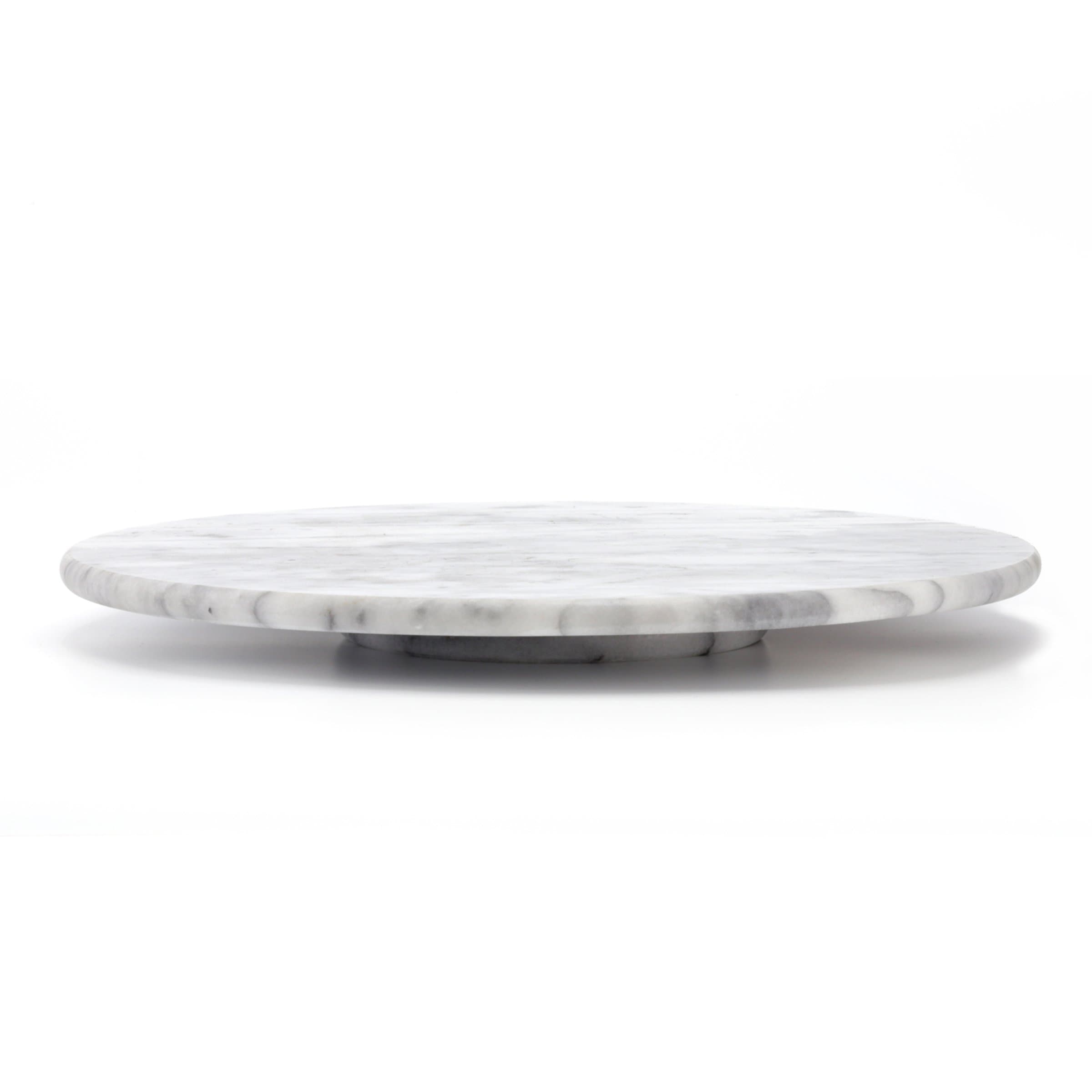 Creative Home Natural Marble Lazy Susan Turntable Rotating Serving Plate Dinning Table Organizer for Kitchen Countertop Cabinet Storage, 12" Diameter, Off-White (Color May Vary)